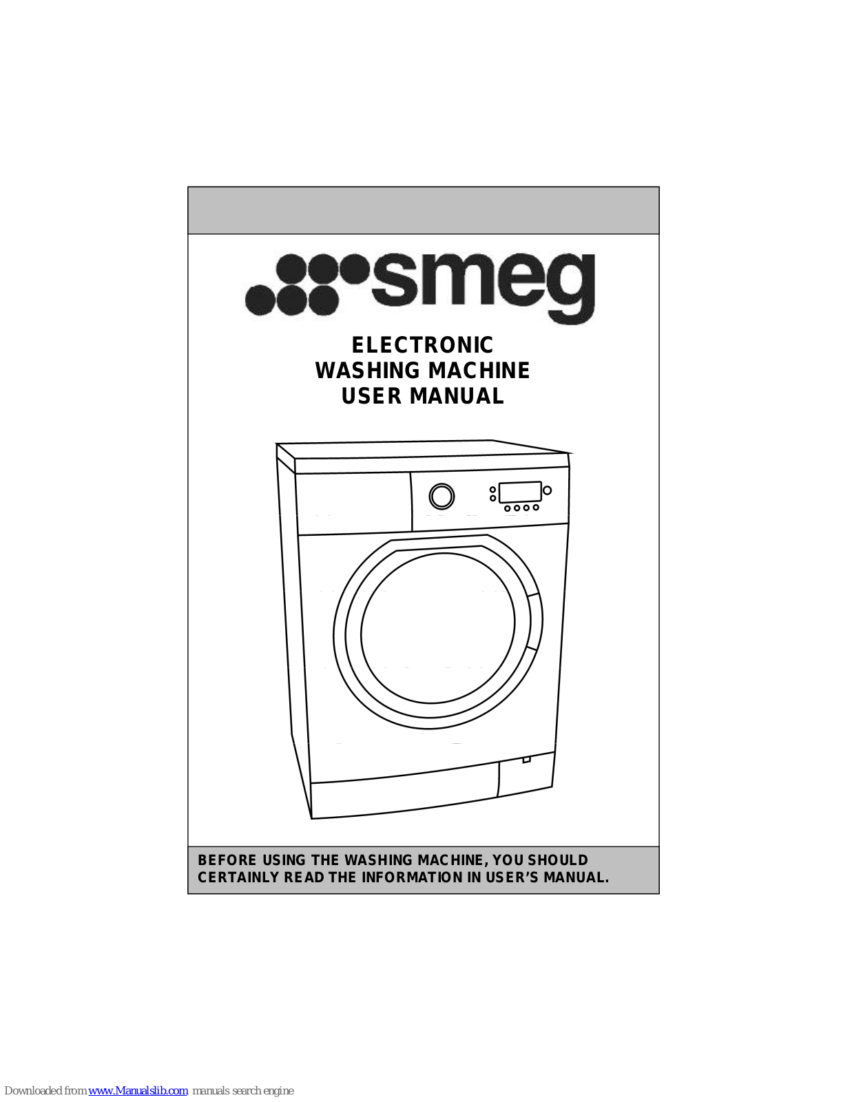 Smeg ELECTRONIC WASHING MACHINE, LBW109E User Manual