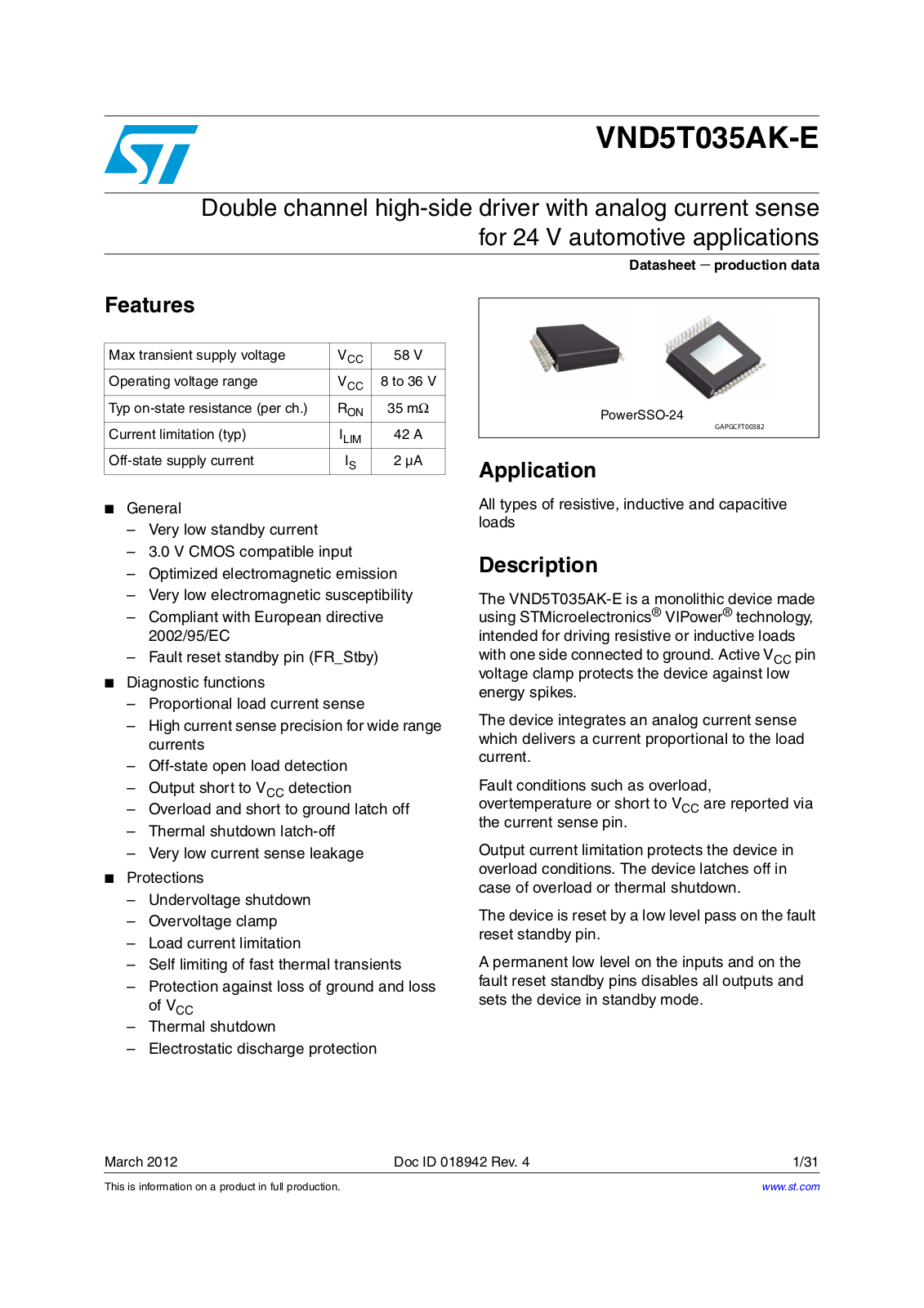 ST VND5T035AK-E User Manual