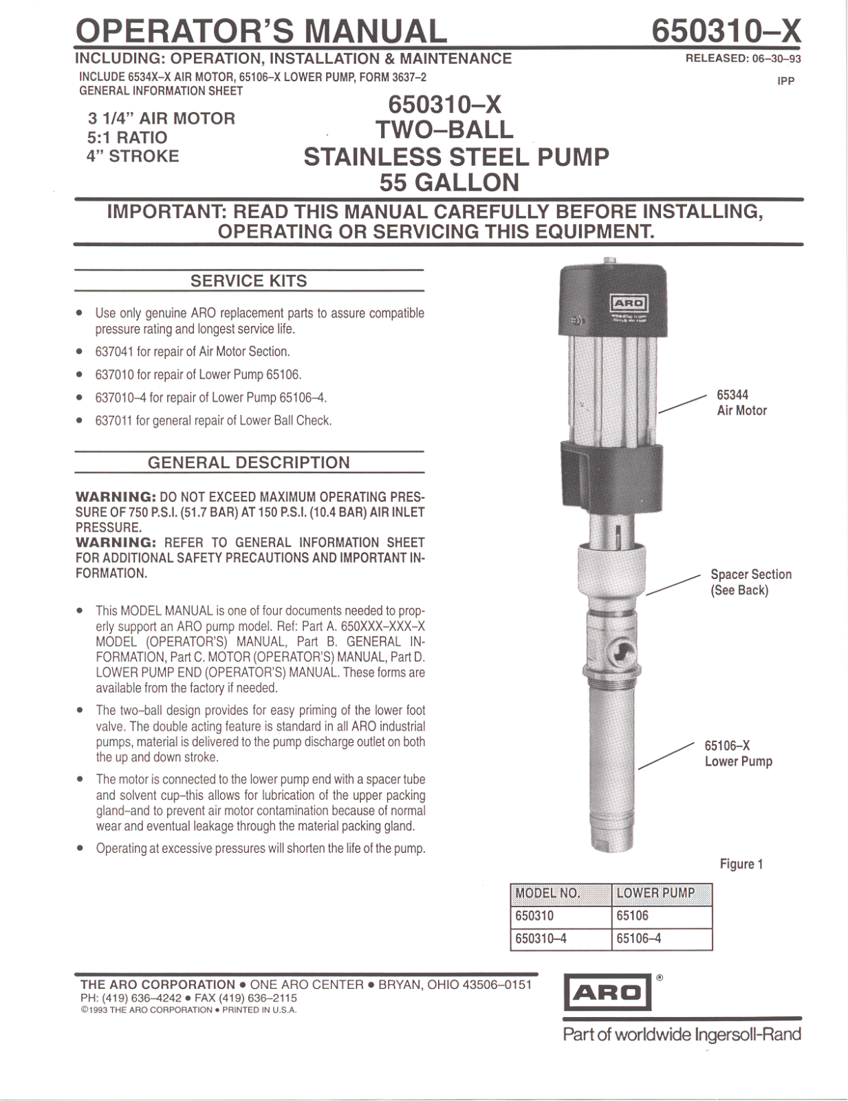 Ingersoll-Rand 650310-X User Manual