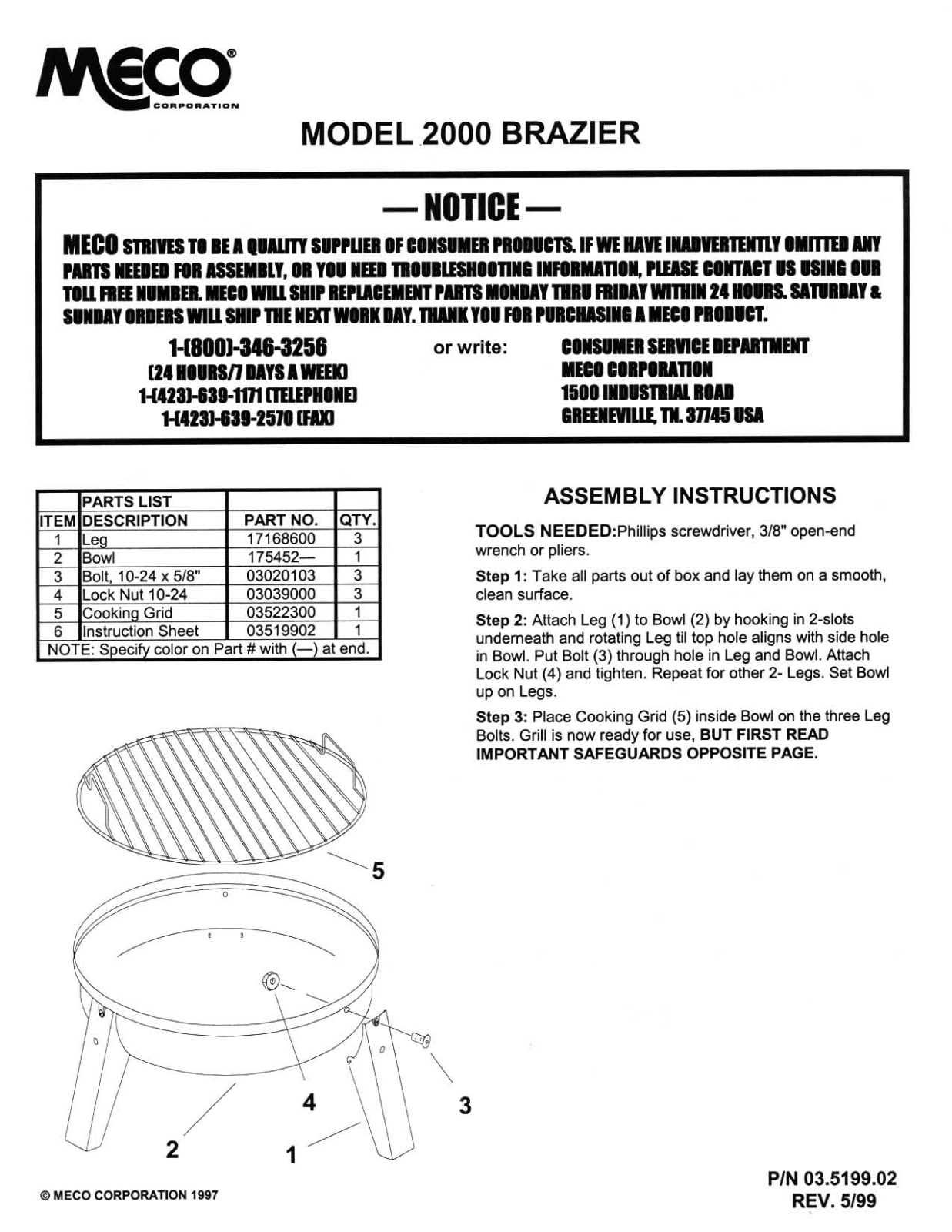 Meco Grill 2000 Brazier User Manual