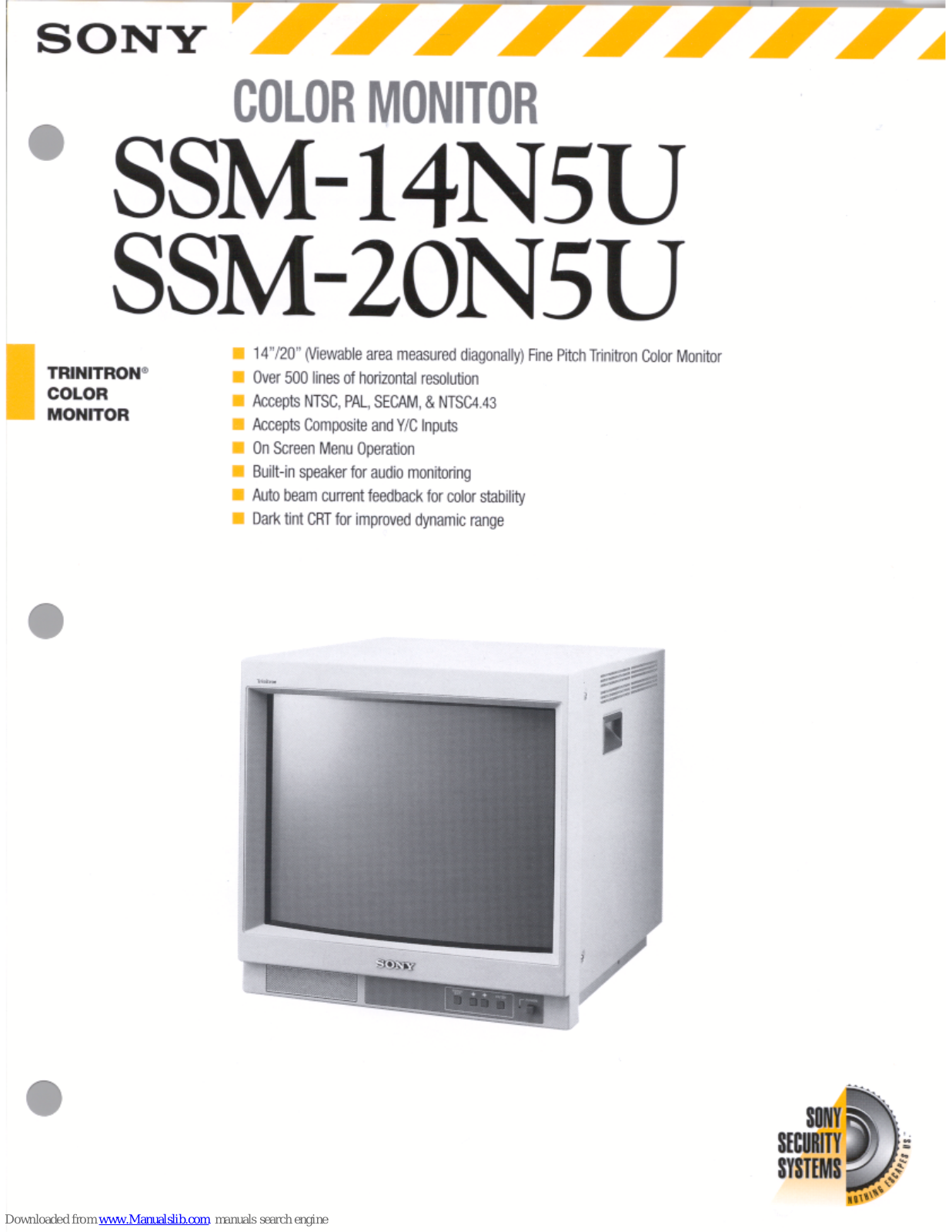 Sony Trinitron SSM-14N5U, Trinitron SSM-20N5U Specifications