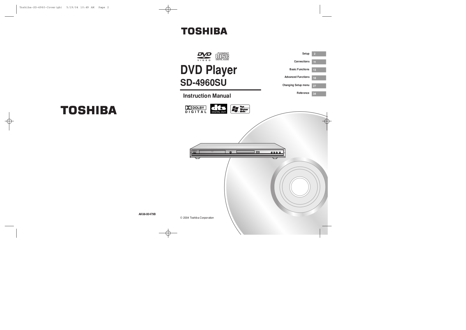 Toshiba SD-4960 User Manual