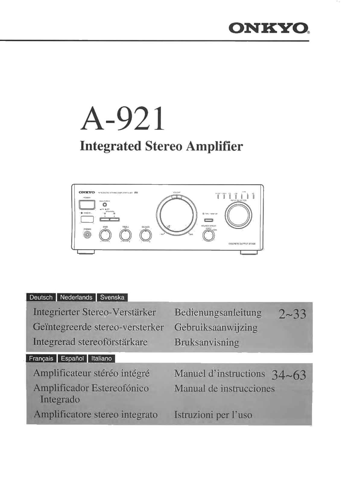 Onkyo A-921 Owners Manual