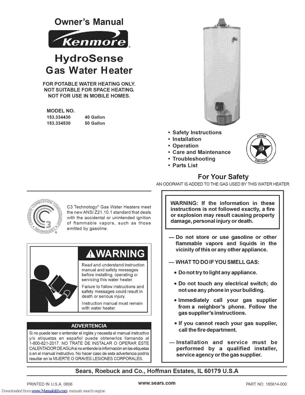 Kenmore 153, 530, HydroSense 153.334430, HydroSense 153, 334530 Owner's Manual - ManualMachine.com