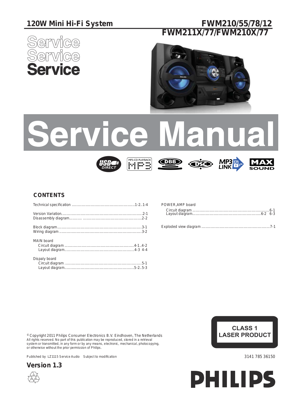 Philips FWM-210 Service Manual