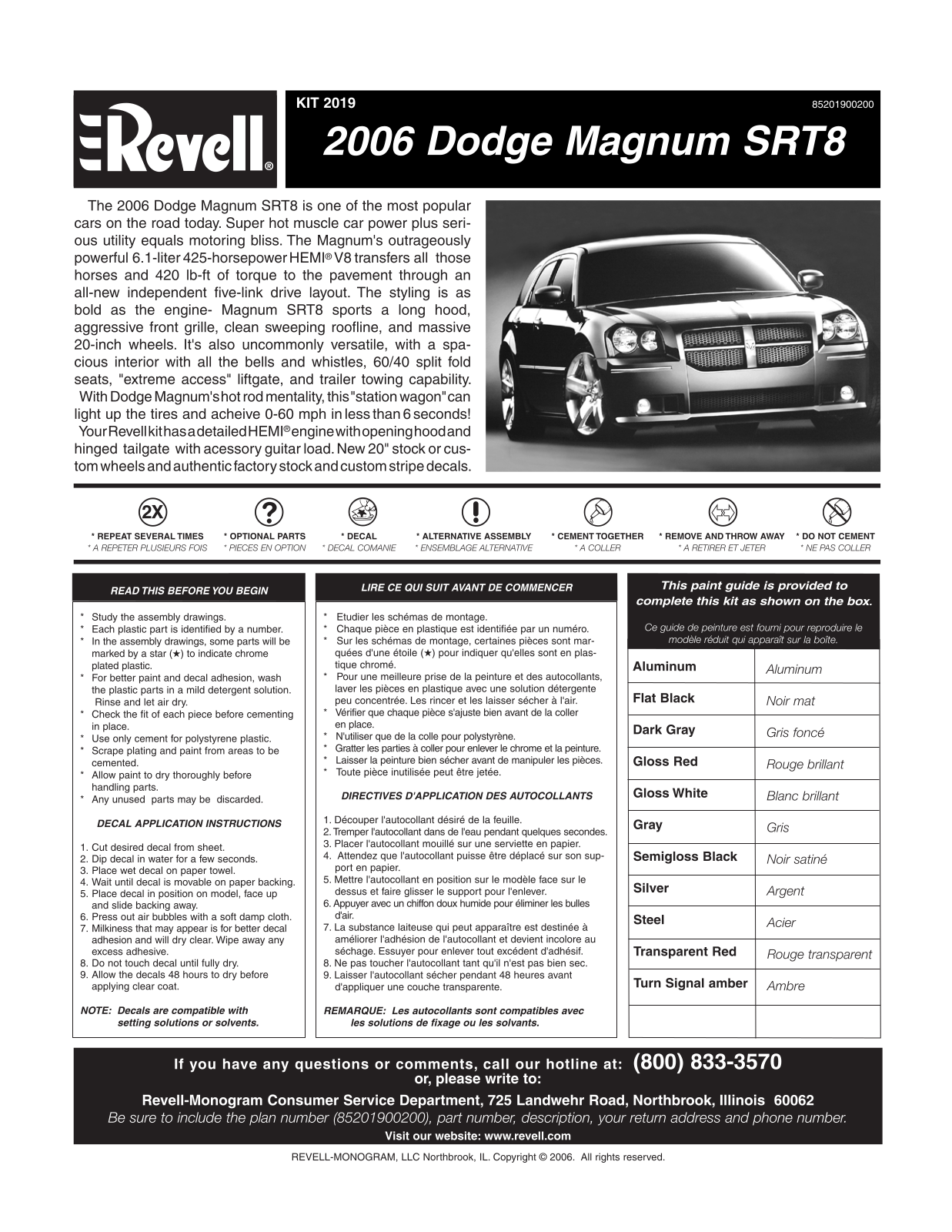 REVELL 2006 Dodge Magnum SRT8 User Manual