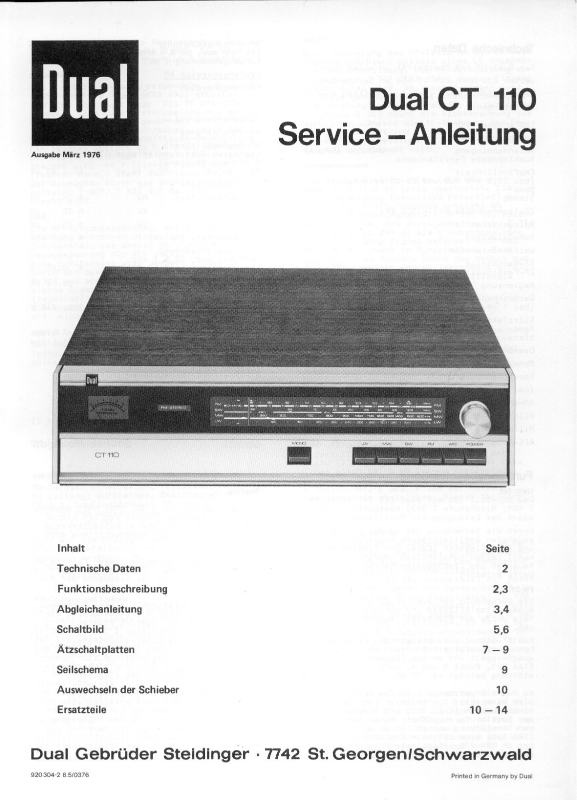 Dual CT-110 Service manual