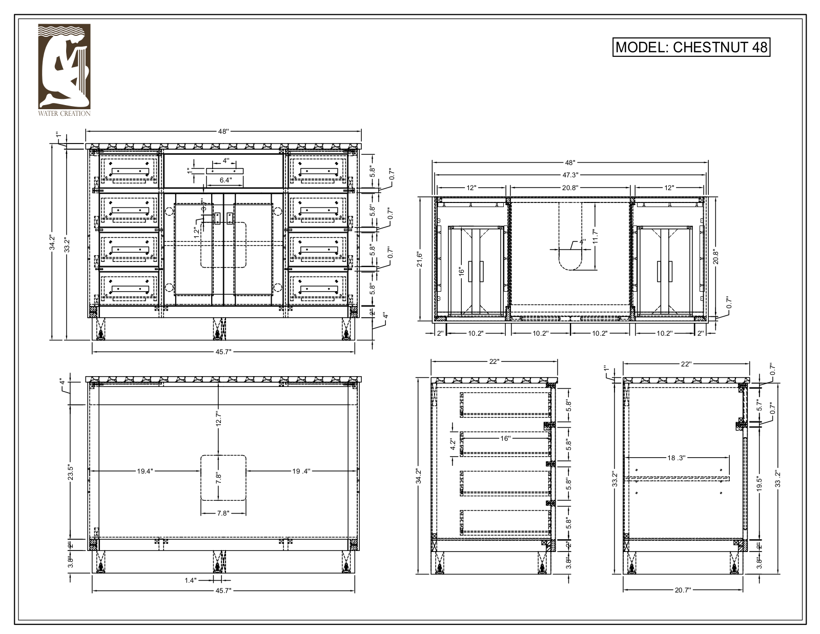 Water Creation CH48C0314GK, CH48B0300GK, CH48D0614BK, CH48C0614BK, CH48A0600BK Specifications