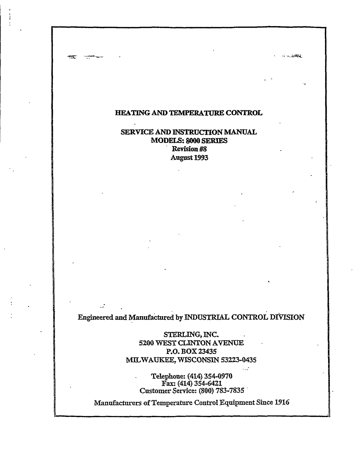 Sterling 8000 series User Manual