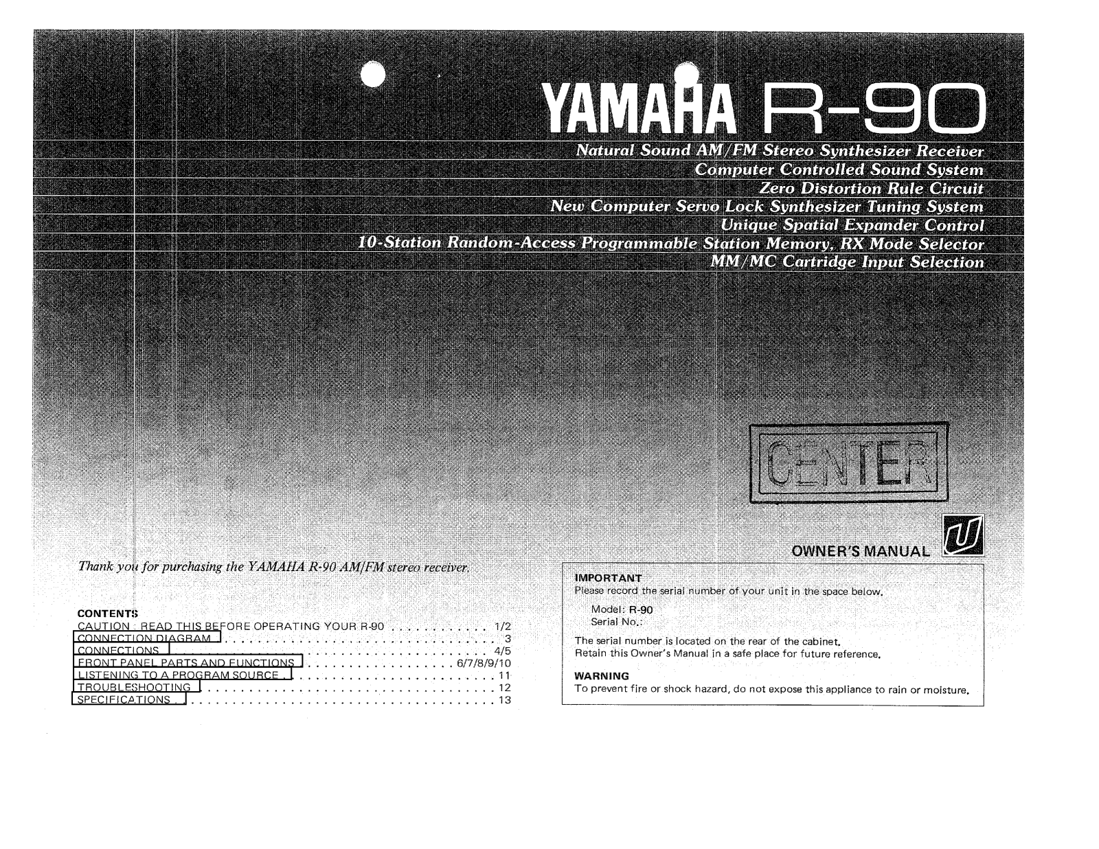 Yamaha R90 User Manual