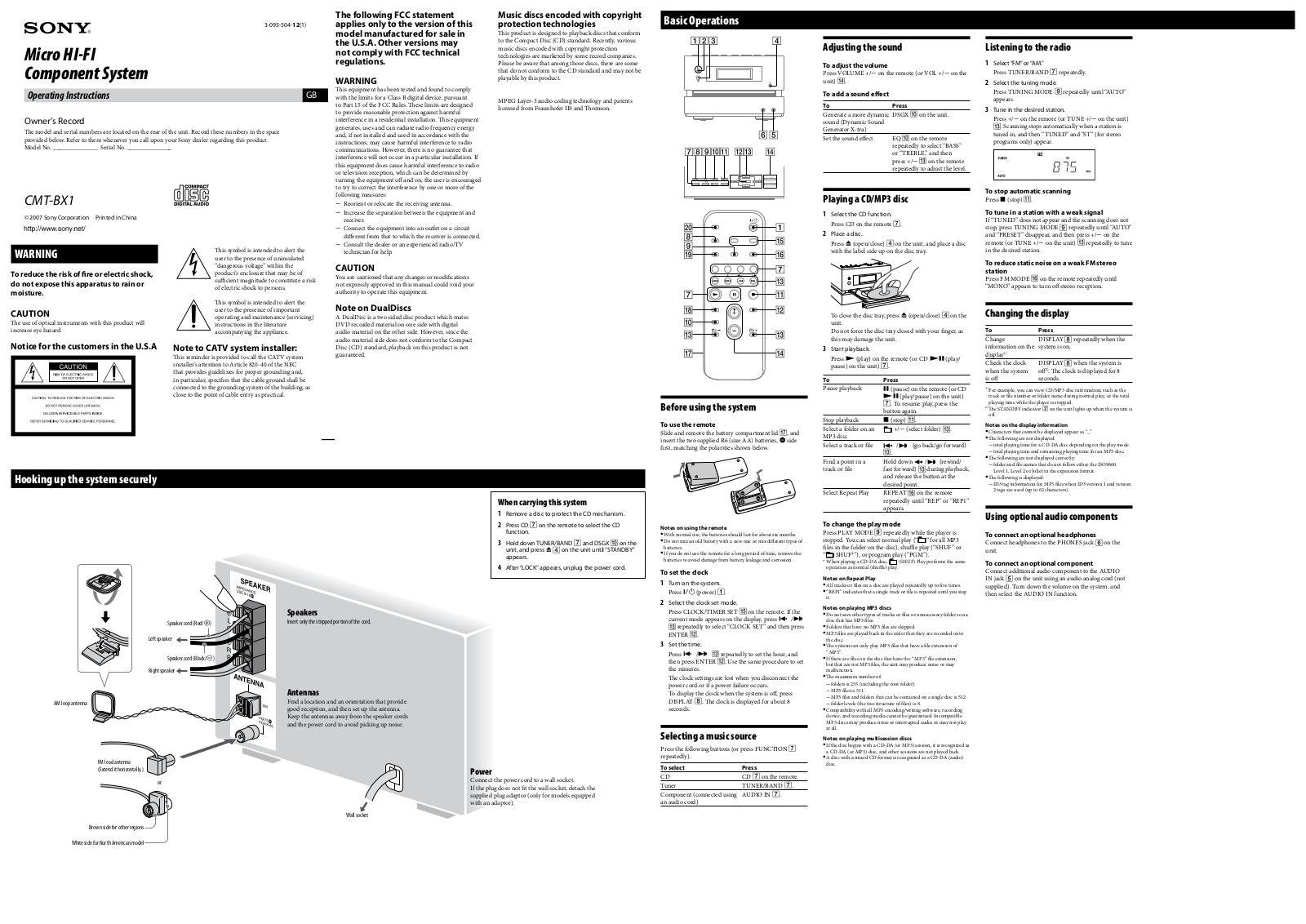 Sony CMT-BX1 User Manual