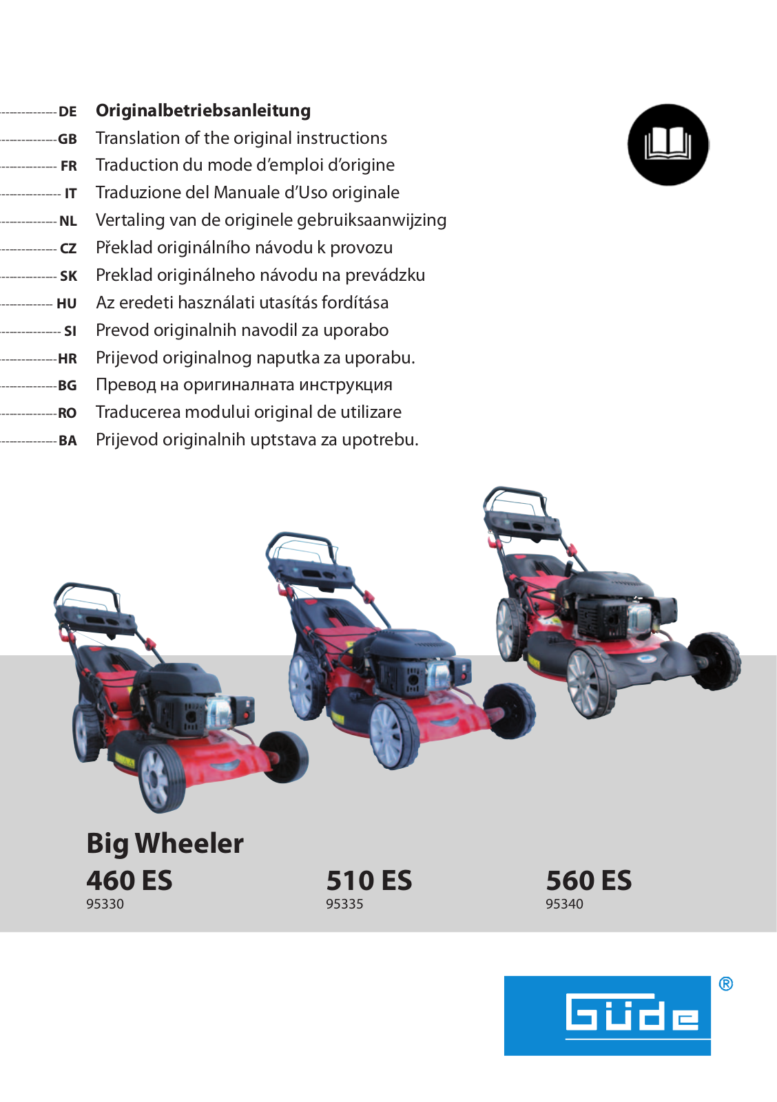 Gude Big Wheeler 460 ES, Big Wheeler 560 ES, Big Wheeler 510 ES Original Instructions Manual