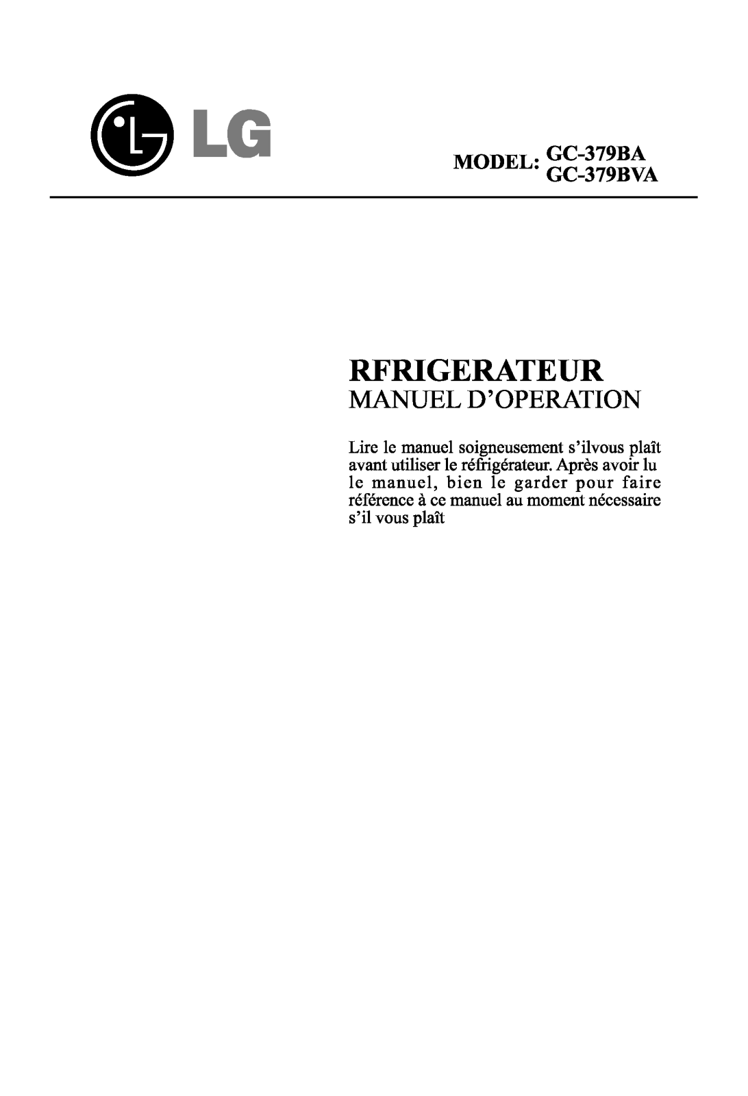 LG GC-379BA Owner’s Manual