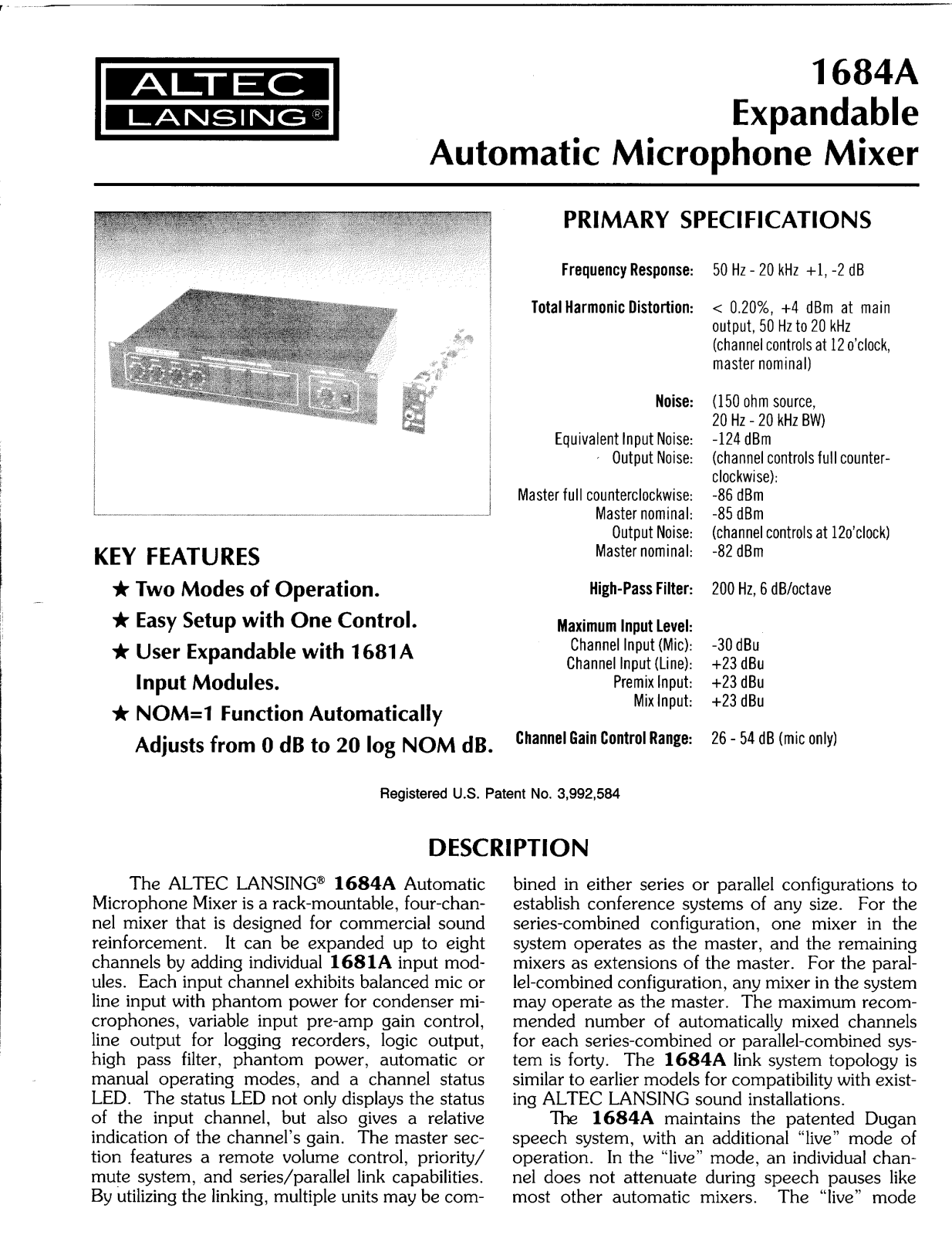 Altec Lansing 1684A User Manual