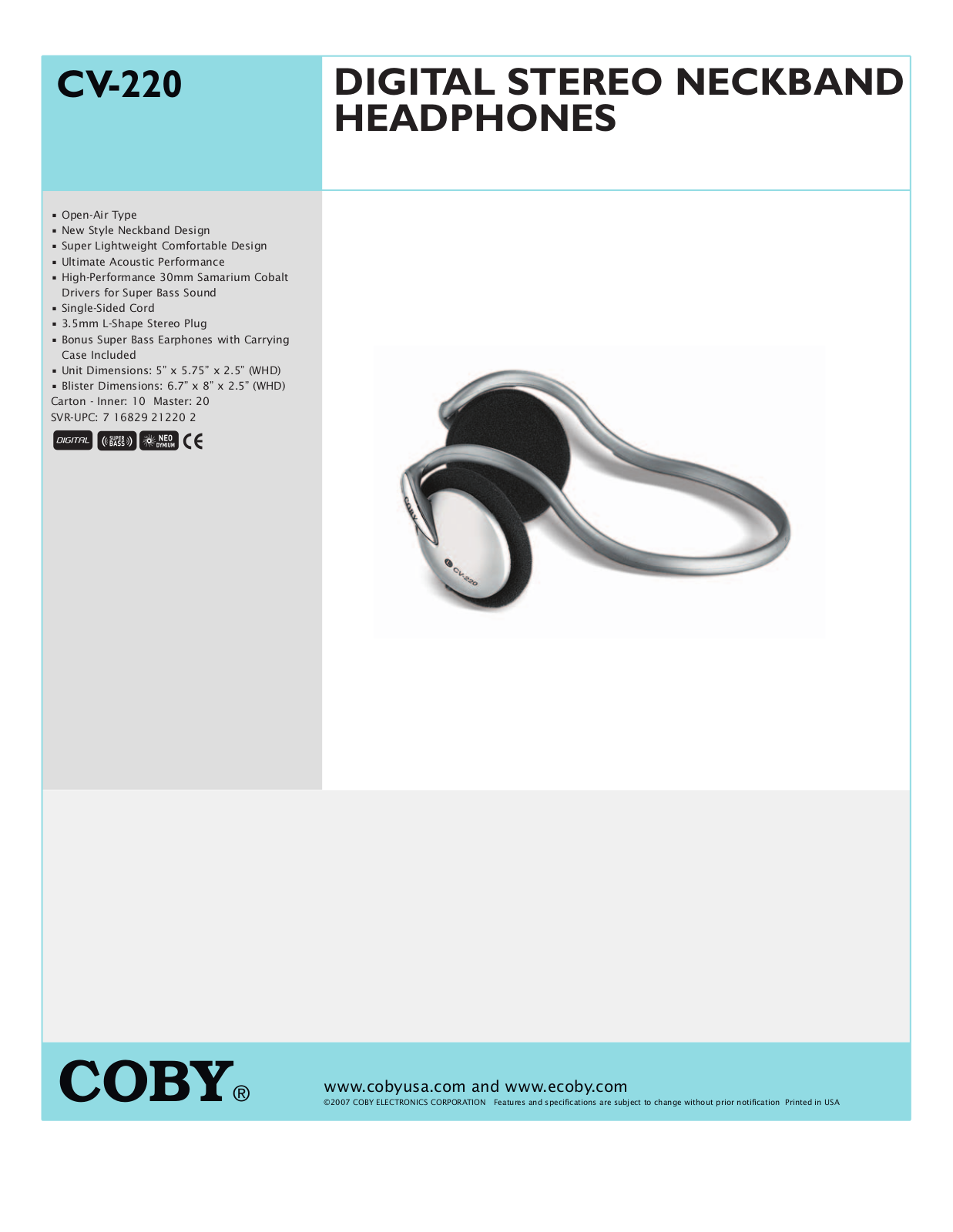 COBY electronic CV 220 User Manual