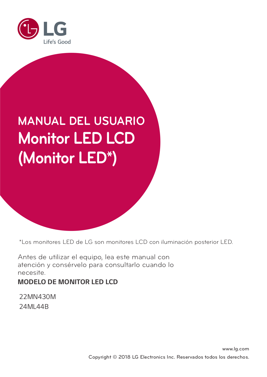 LG 22MN430M-B User Manual