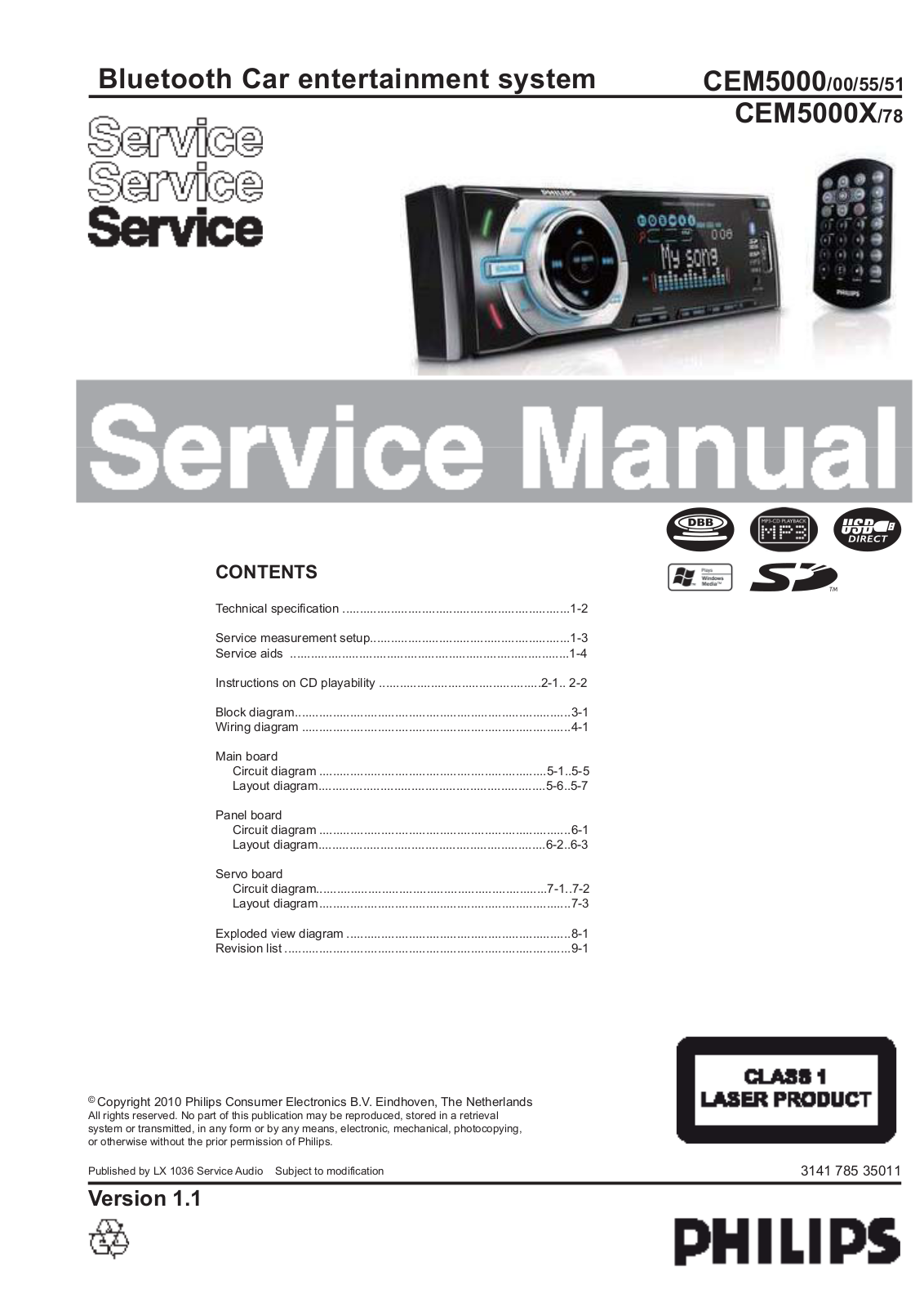 PHILIPS CEM5000-00, CEM5000-55, CEM5000-51, CEM5000X-78 Service Manual