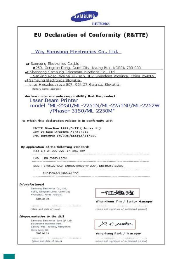 Samsung ML-2257, ML-2250G, ML-2252W, ML-2251N, ML-2251NP User Manual