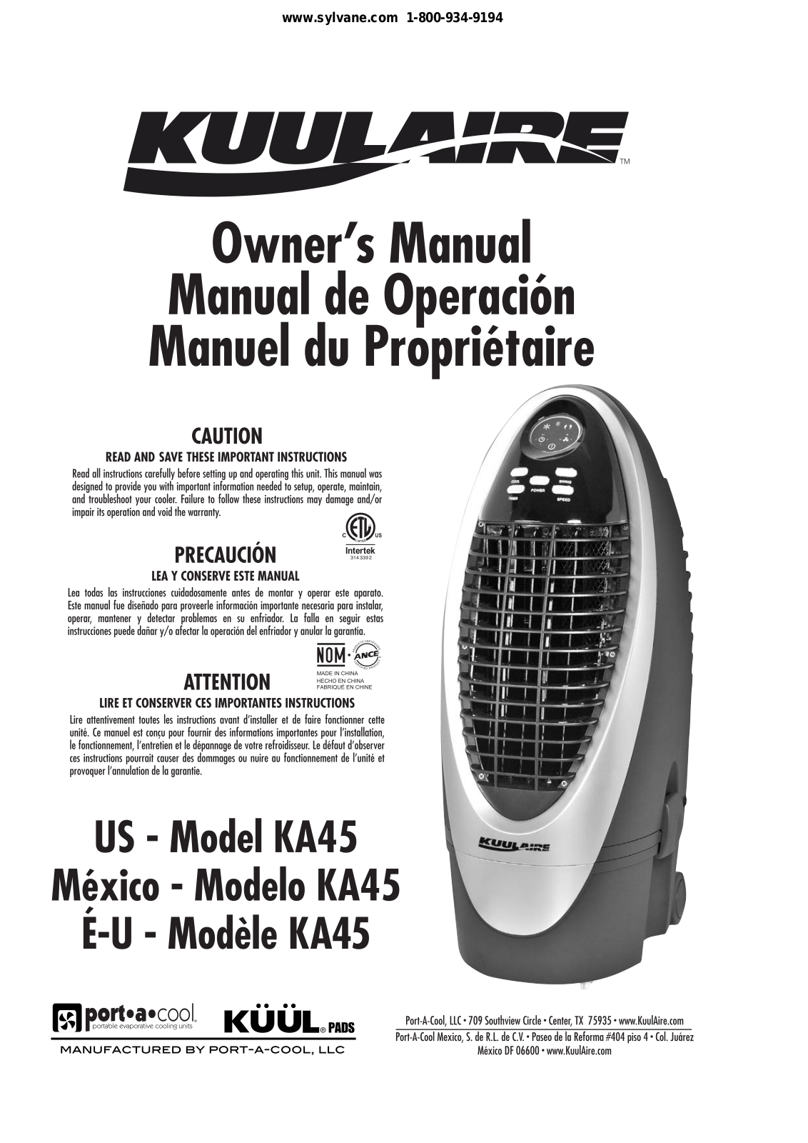 Port-A-Cool KA45 User Manual - ManualMachine.com
