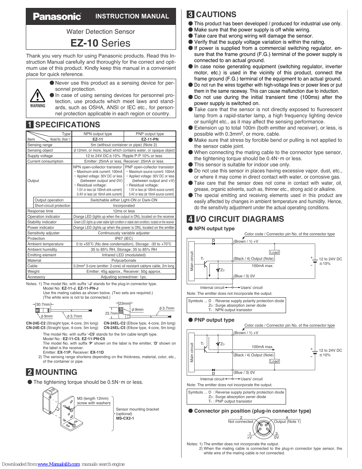 Panasonic EZ-10 Instruction Manual