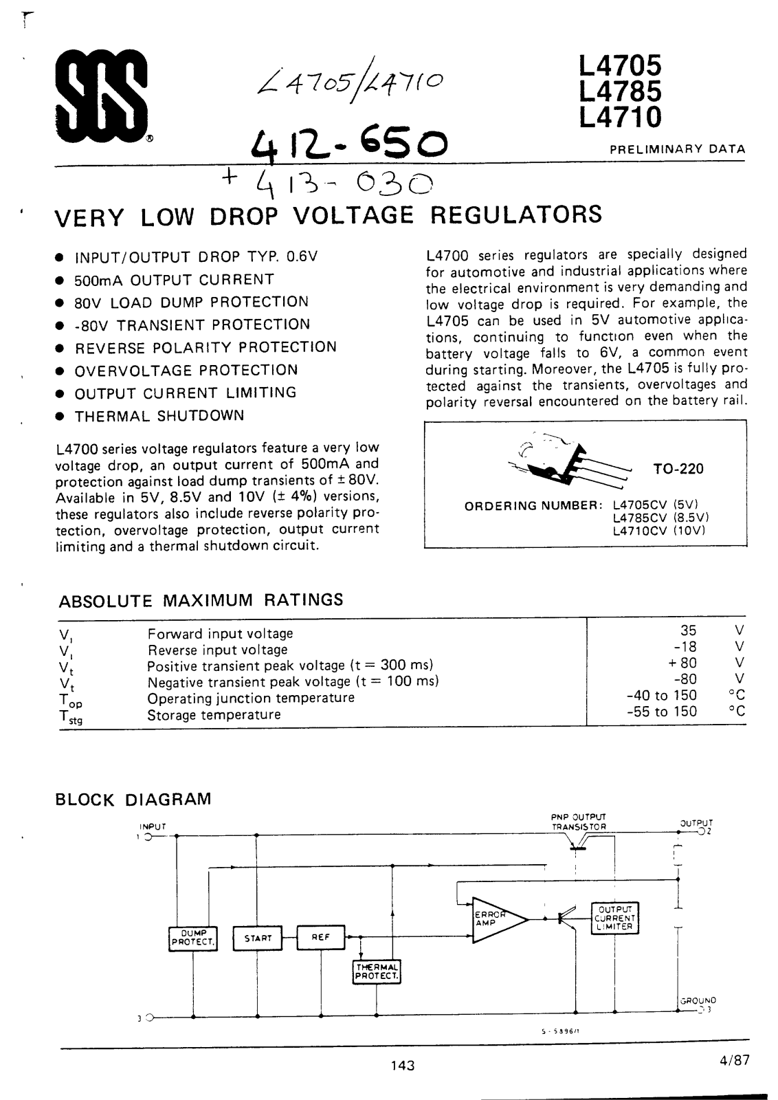 SGS Thomson Microelectronics L4705CV Datasheet