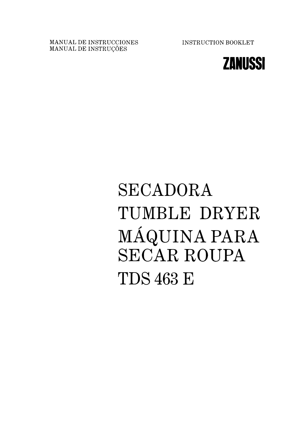 Zanussi TDS463E User Manual