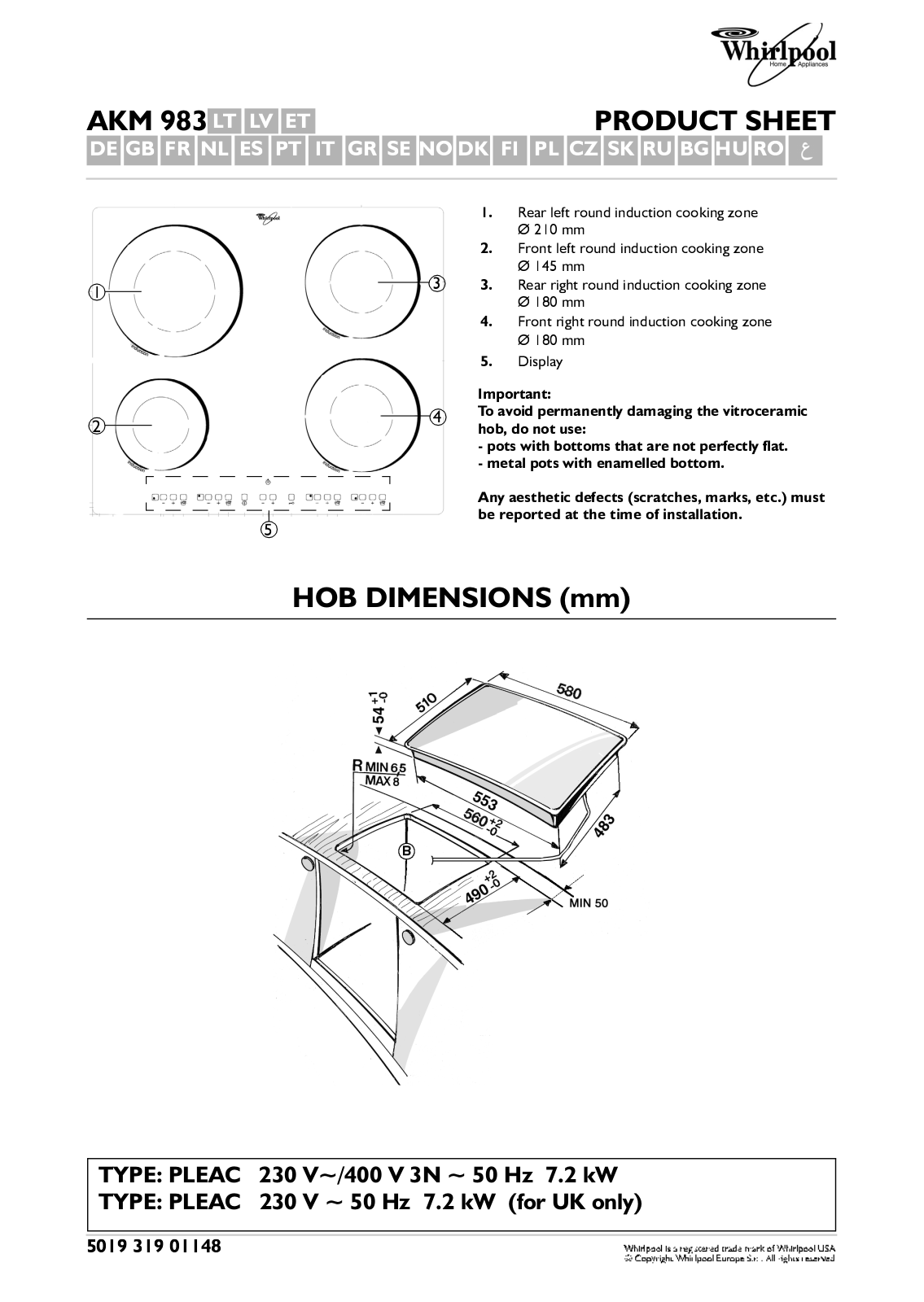 Whirlpool AKM 983/IX, AKM 983/NE, AKM 983/BA INSTRUCTION FOR USE