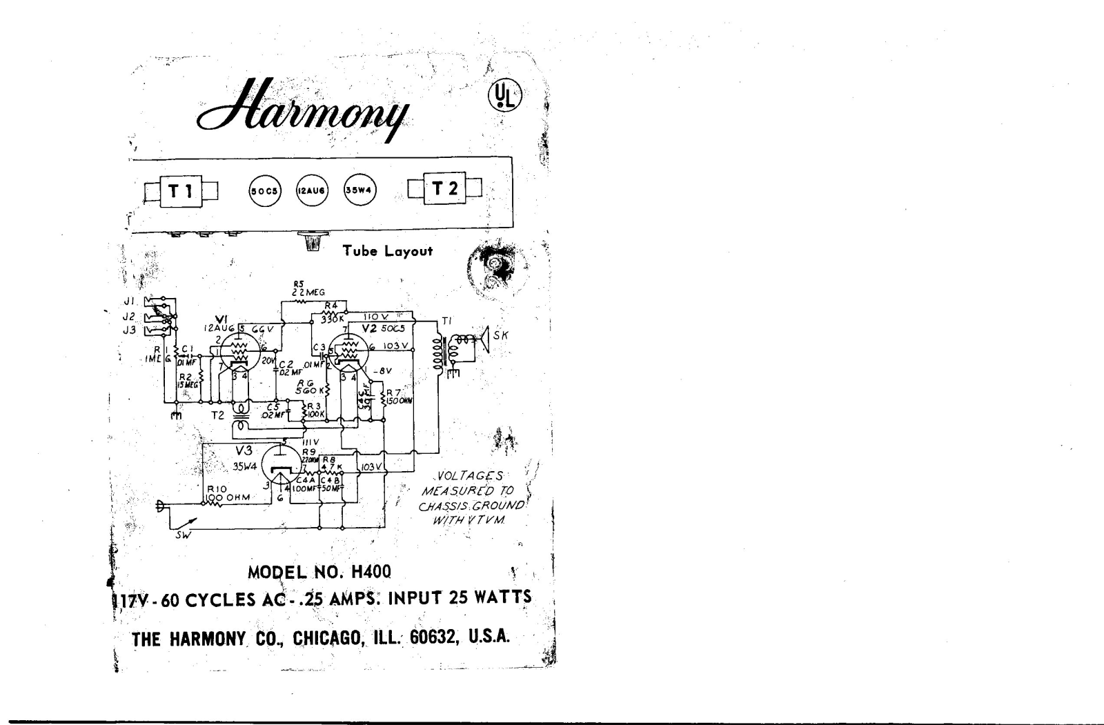 Harmony h400 schematic