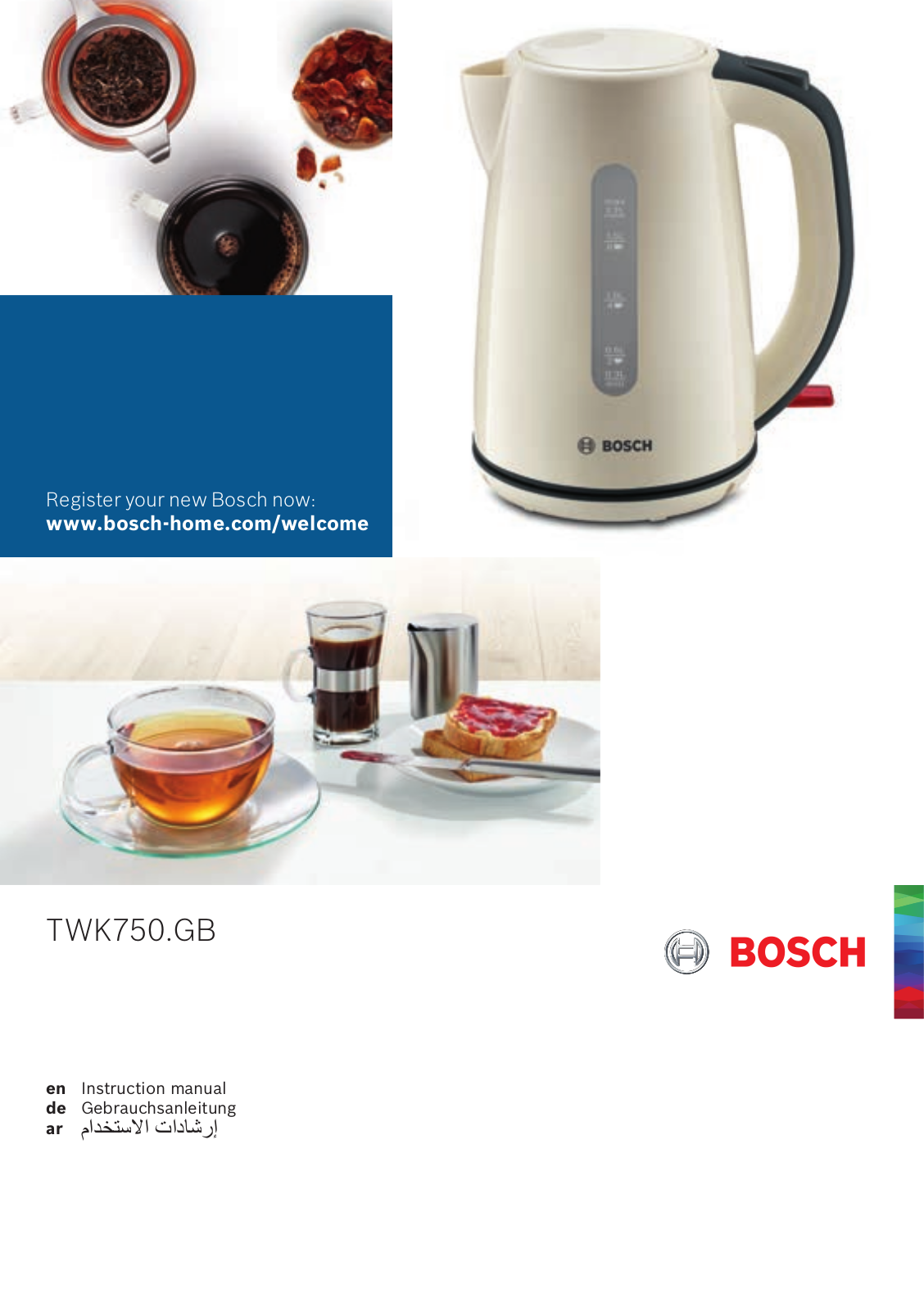 Bosch TWK7503GB, TWK7507GB Instruction manual