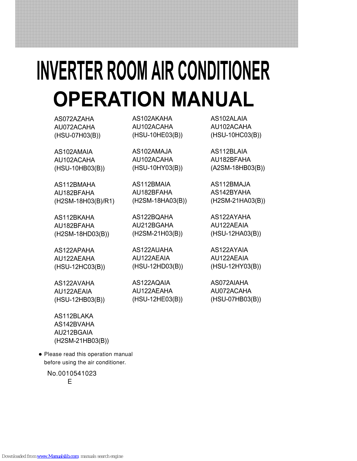 Haier HSU-12HA03, AS072AIAHA, AS072AZAHA, AS102AKAHA, AS102ALAIA Operation Manual