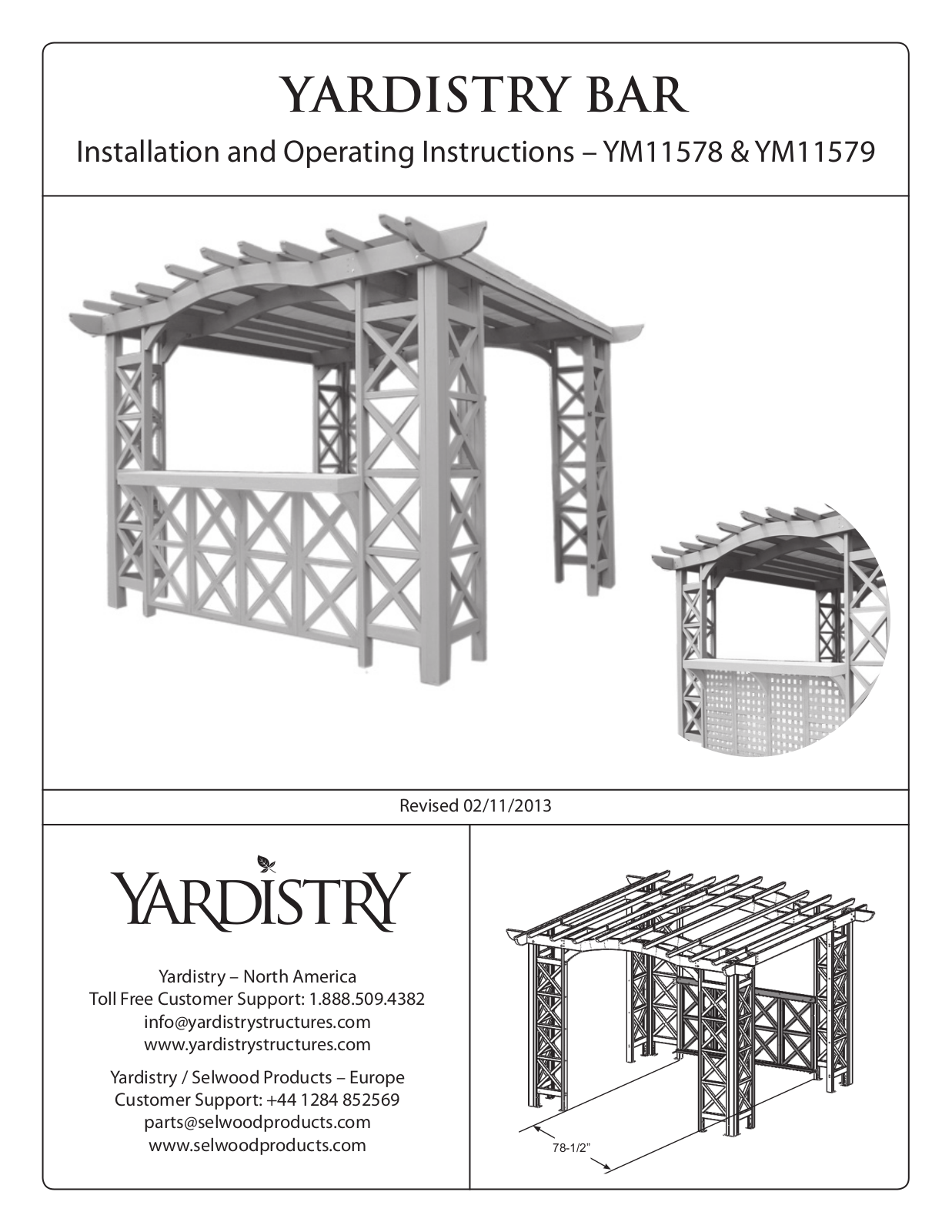 Yardistry YM11579, YM11578 Installation And Operating Instructions