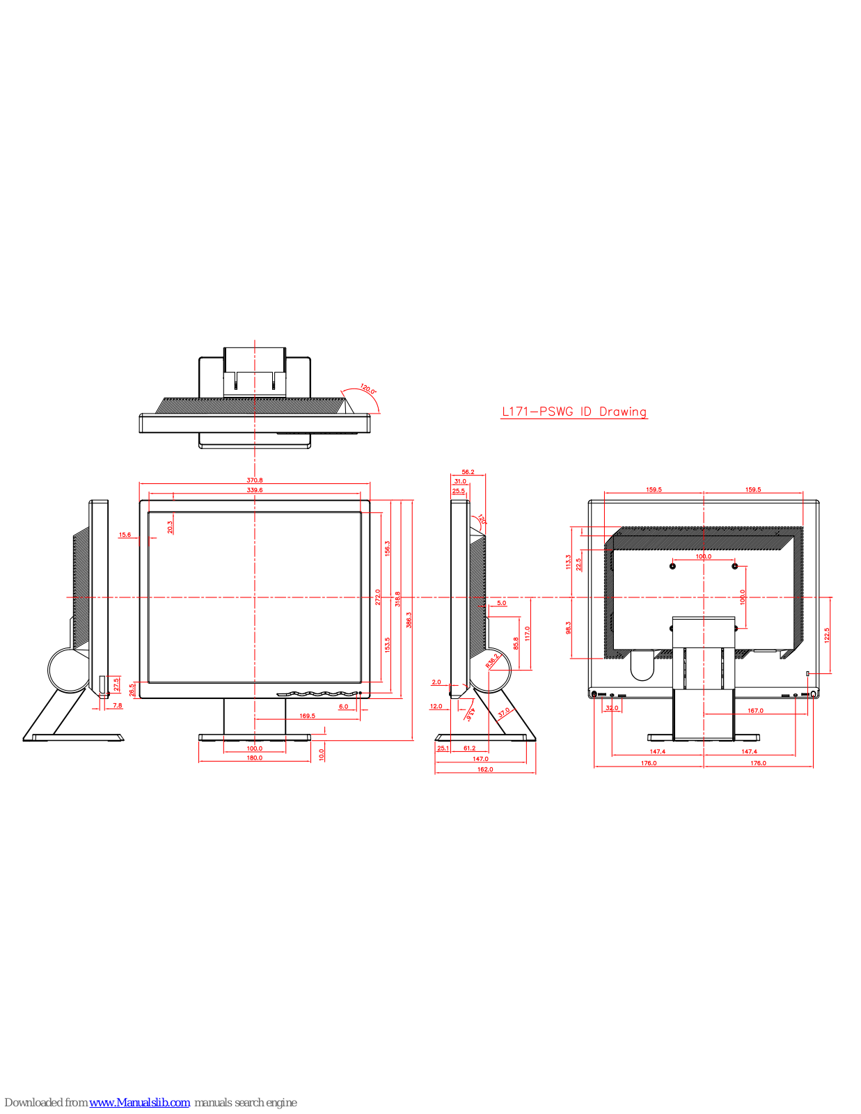 Lenovo ThinkVision L171 Dimensional Drawing - ManualMachine.com