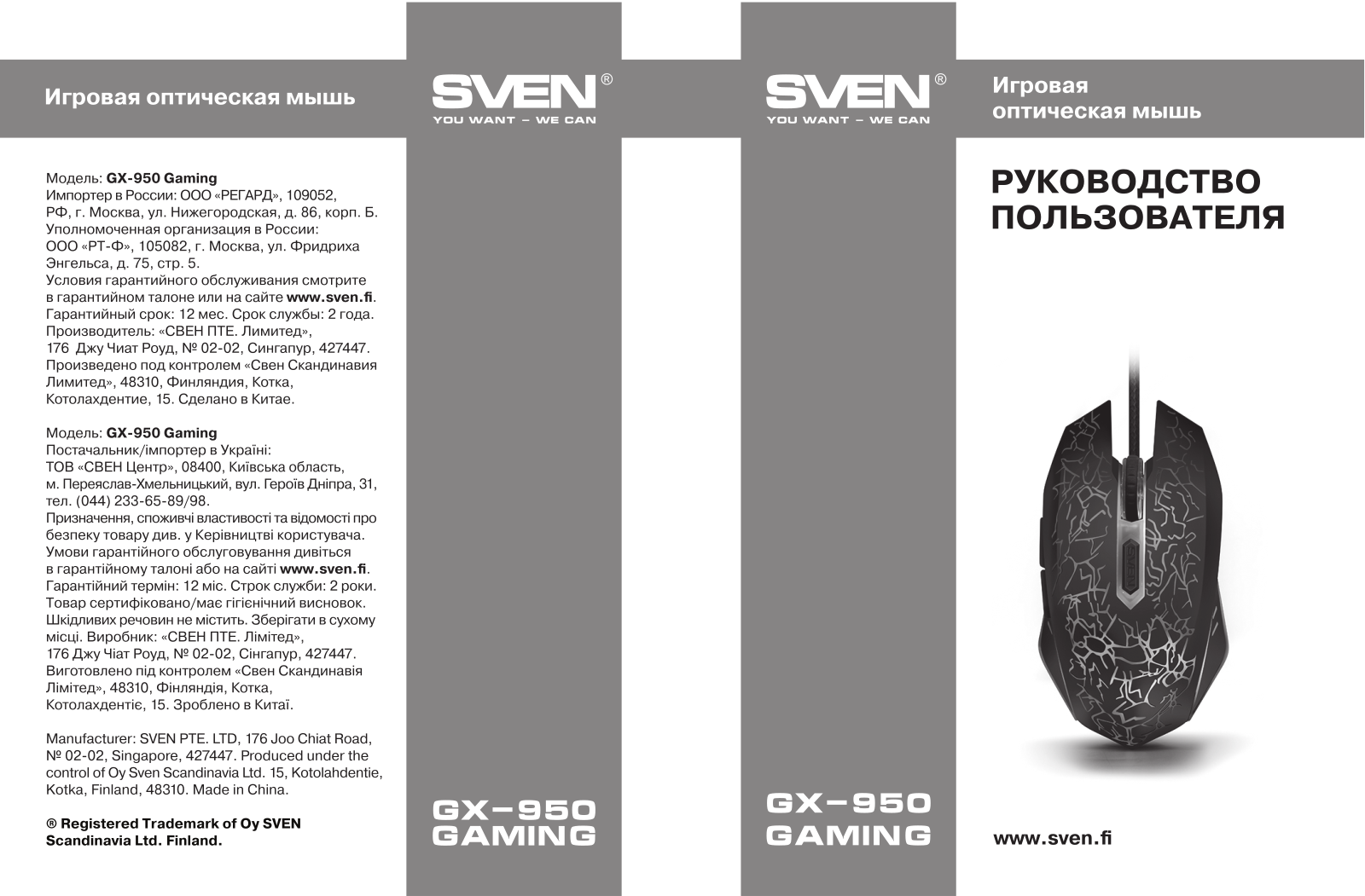 Sven GX-950 Gaming User Manual