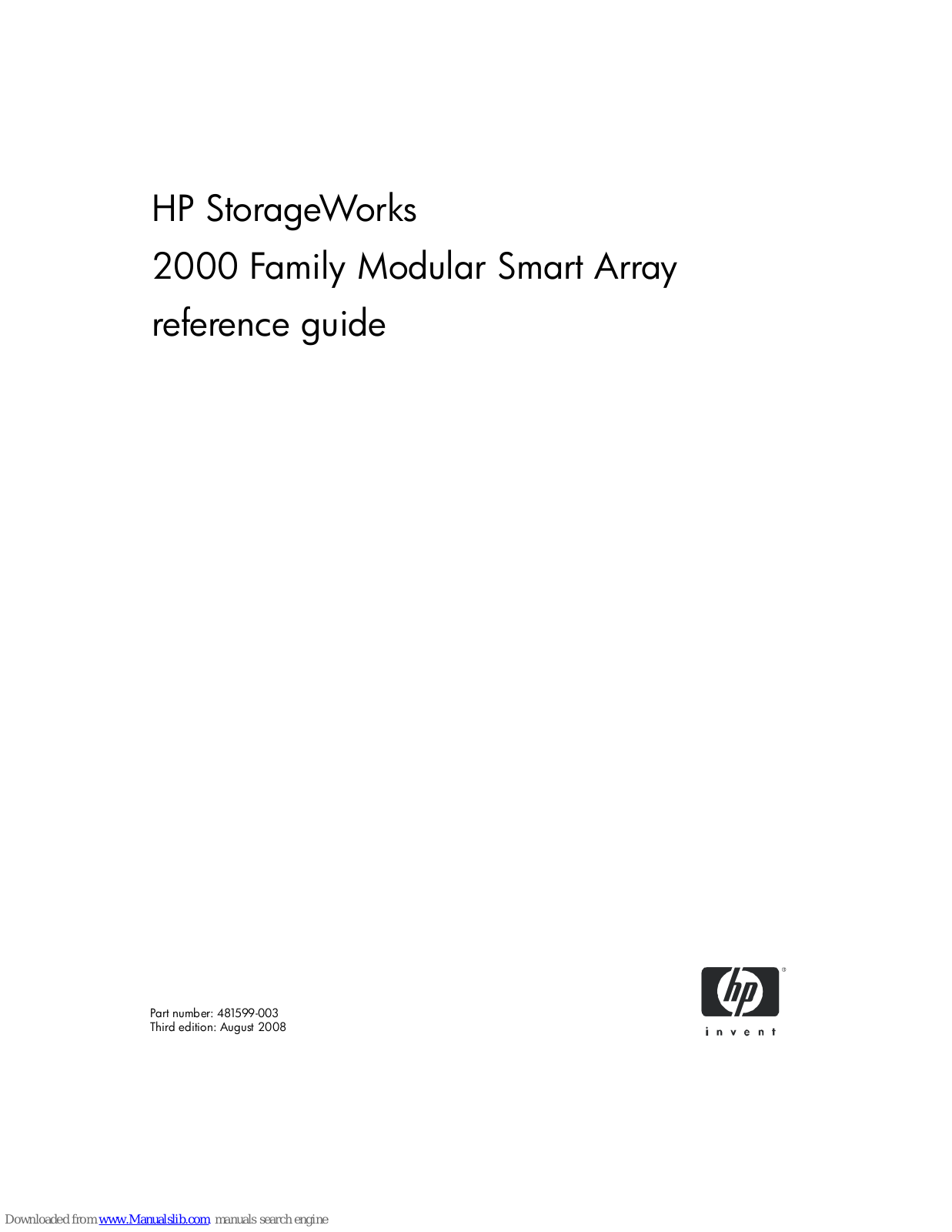 HP StorageWorks 2000 Reference Manual