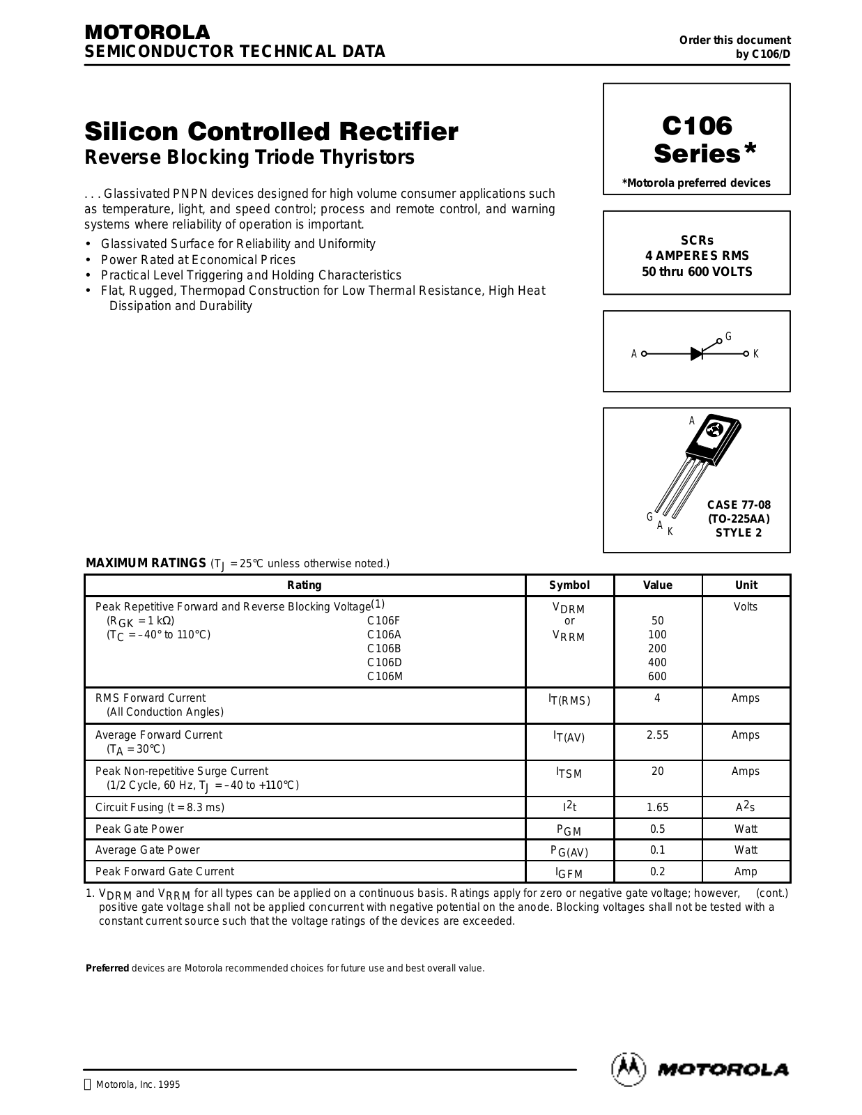 Motorola C106D, C106B, C106F, C106A Datasheet