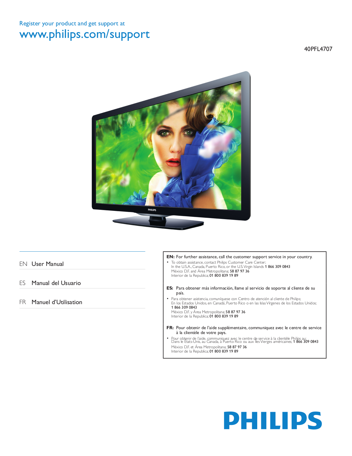 Philips 40PFL4707-F7 User Manual