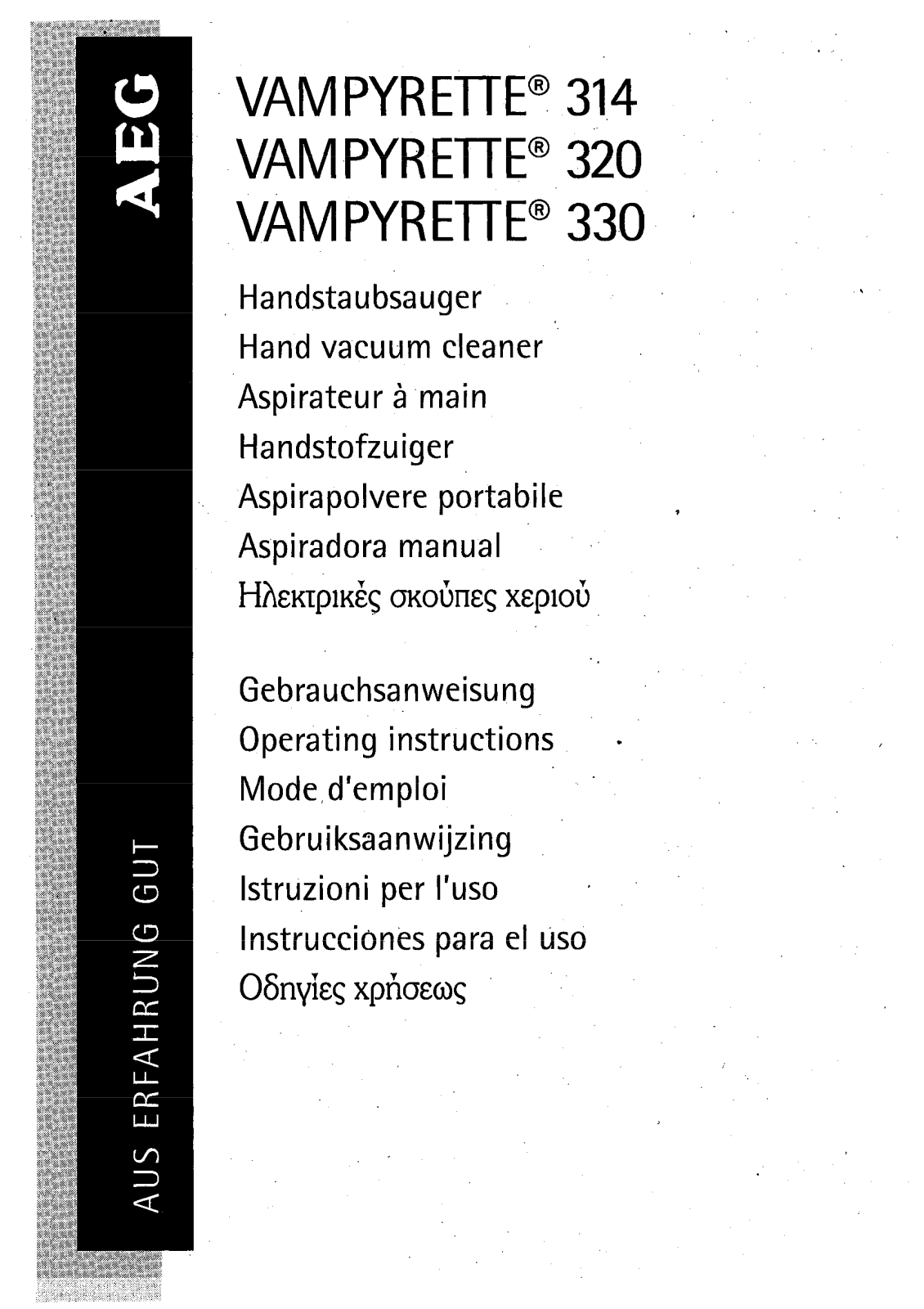 AEG VAMPYRETTE339, VAMPYRETTE334, VAMPYRETTE330, VAMPYRETTE333 User Manual