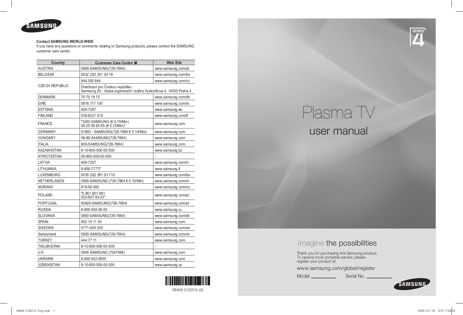 SAMSUNG PS50A418C4D User Manual