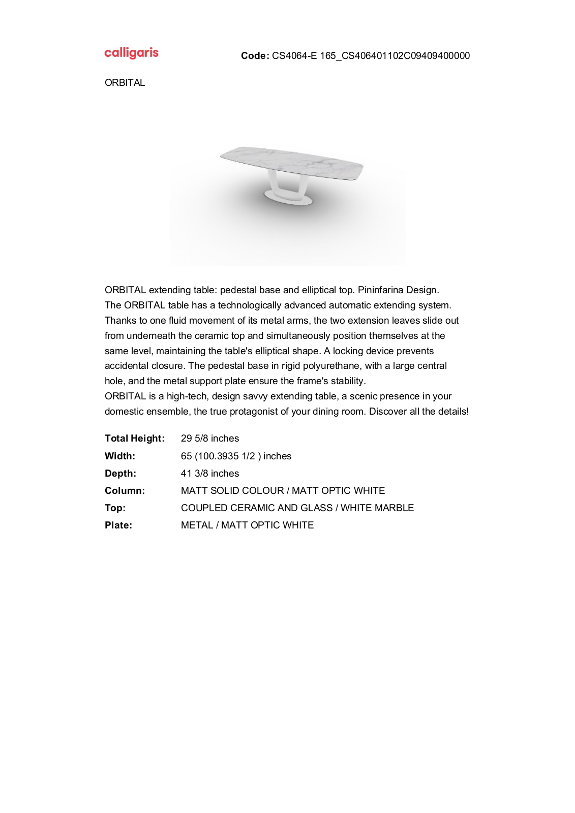 Calligaris GN10095 Specifications - ManualMachine.com
