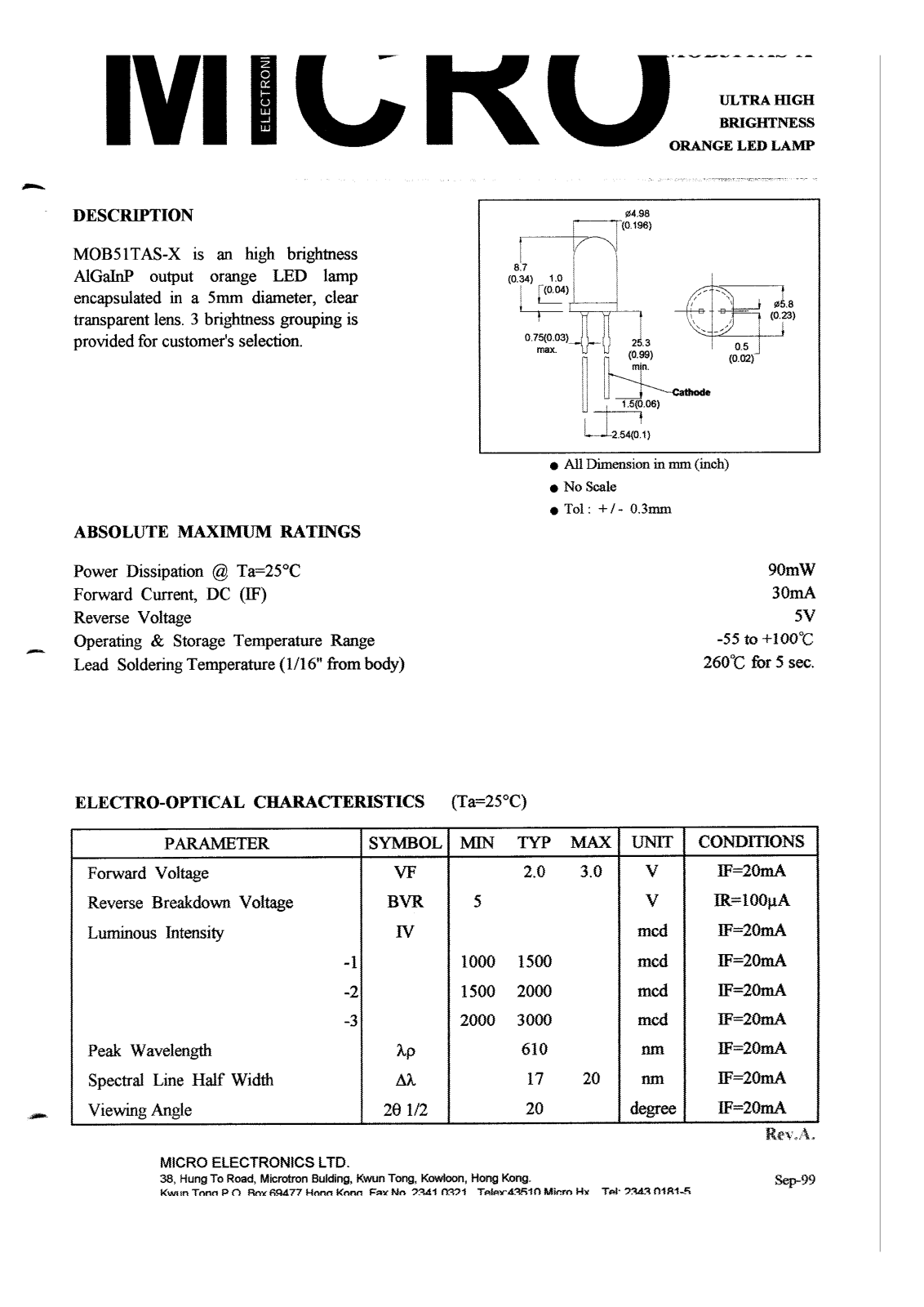 MICRO MOB51TAS-2, MOB51TAS-3, MOB51TAS-1 Datasheet