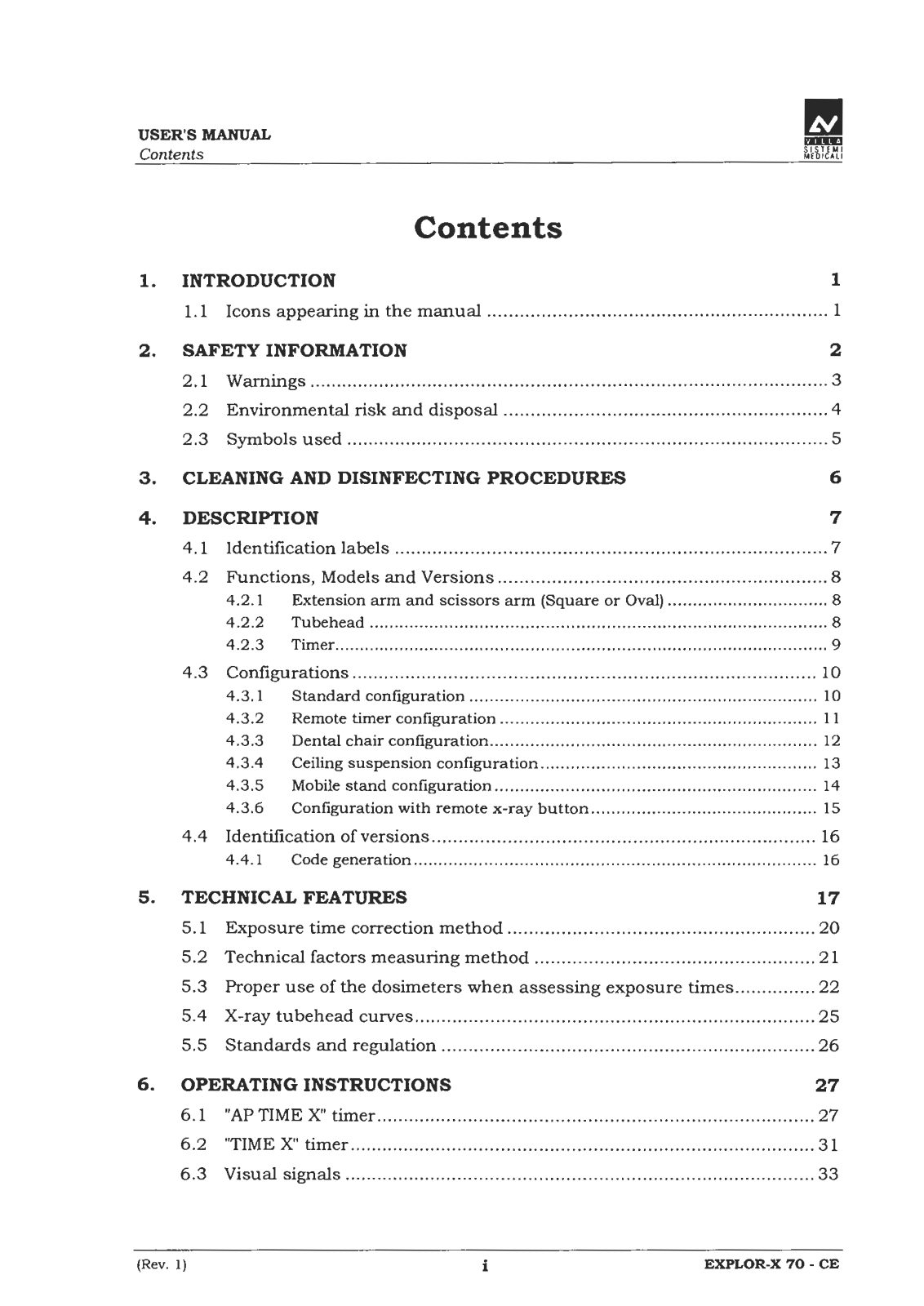 Villa Explor X-70 User Manual