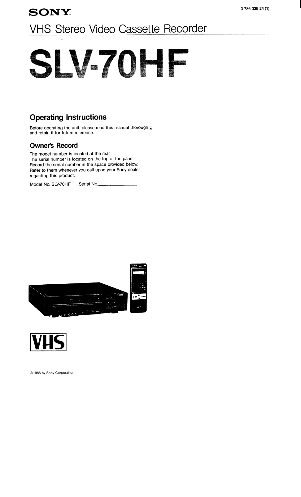 Sony SL-V70HF User Manual
