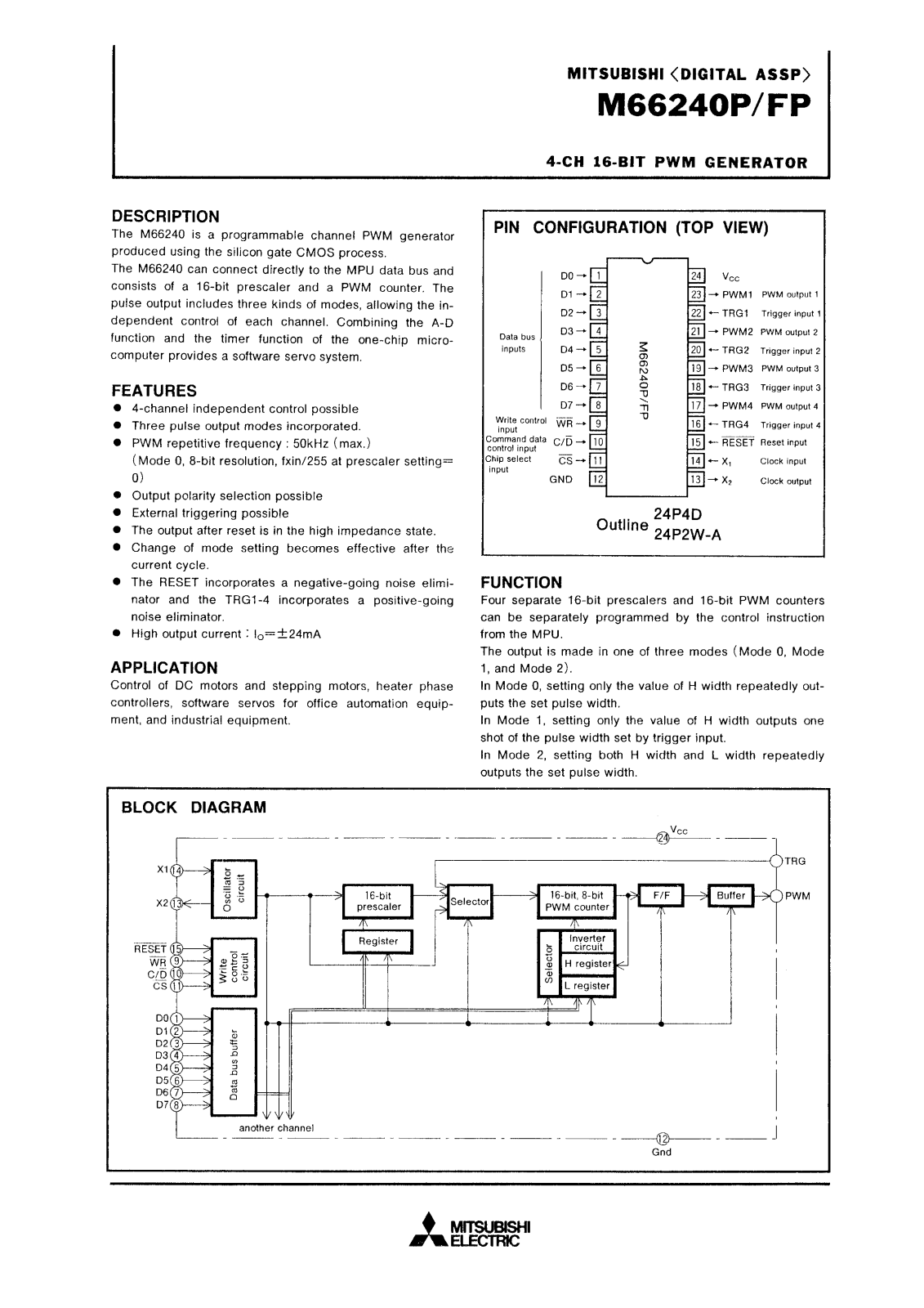 Mitsubishi M66240P, M66240FP Datasheet