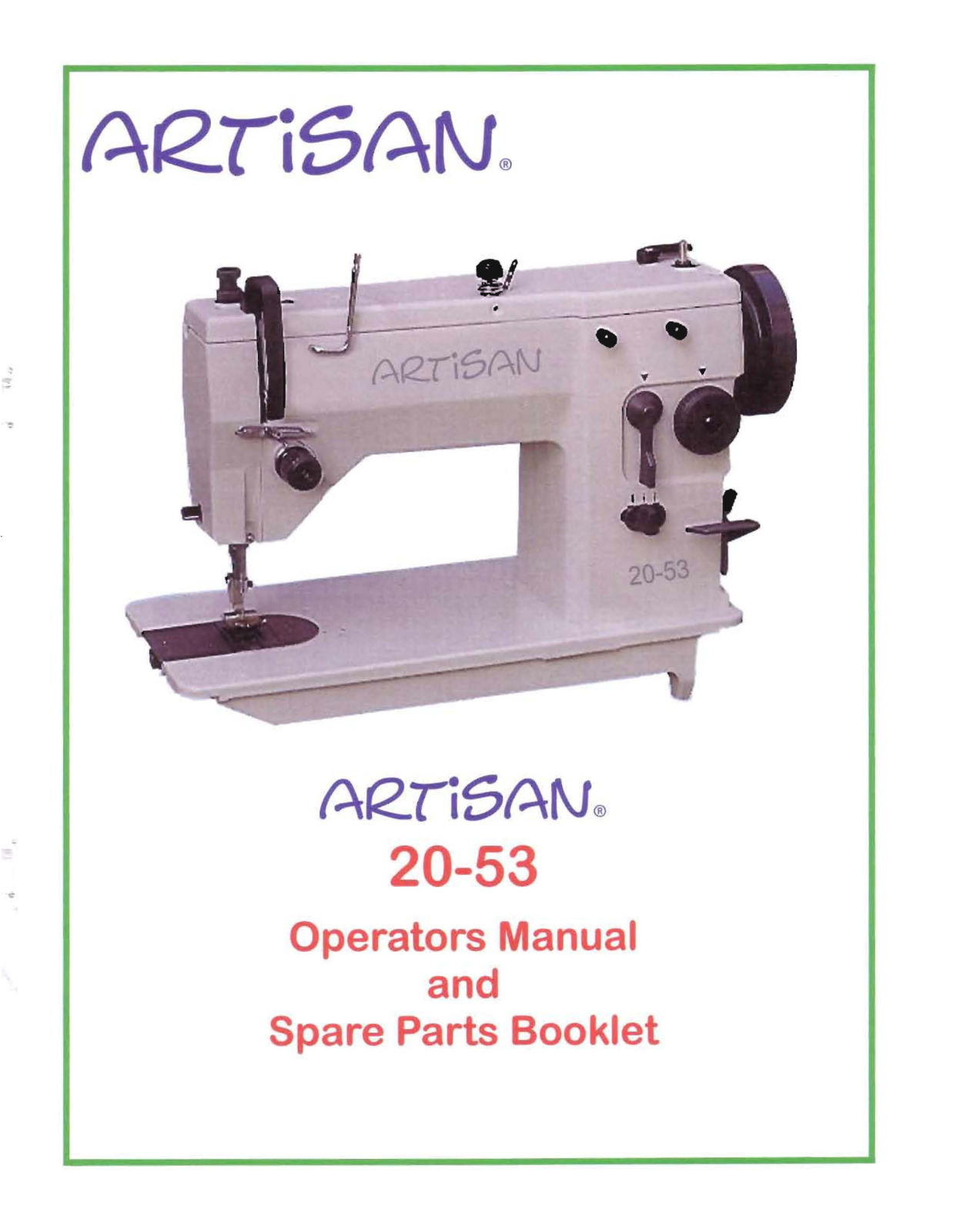 Artisan 20, 53 Operators Manual - ManualMachine.com