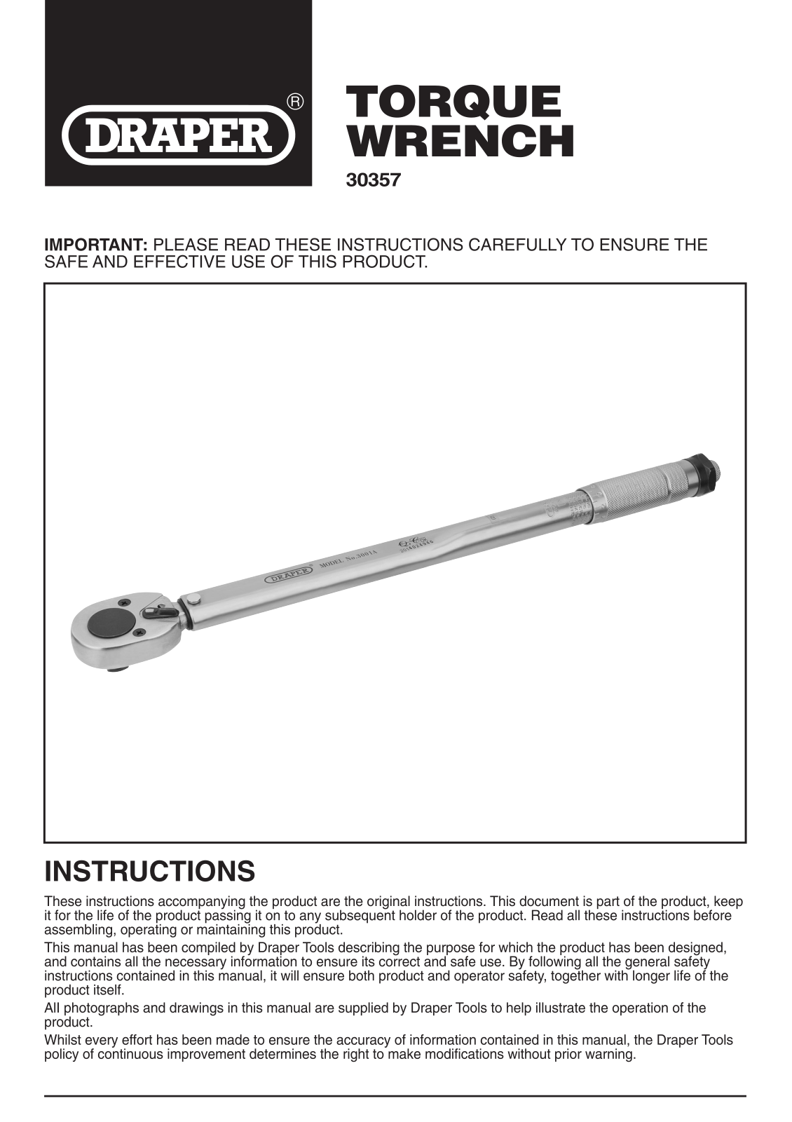 Draper Tools 30357 Instructions - ManualMachine.com