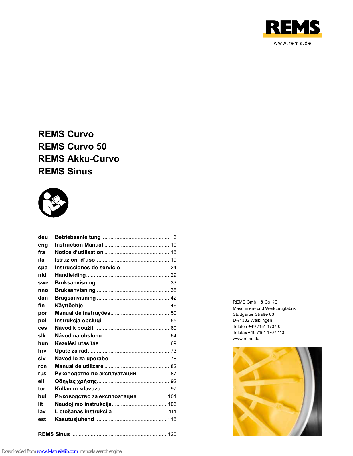 REMS Curvo, Sinus, Curvo 50, Akku-Curvo Instruction Manual - ManualMachine.com