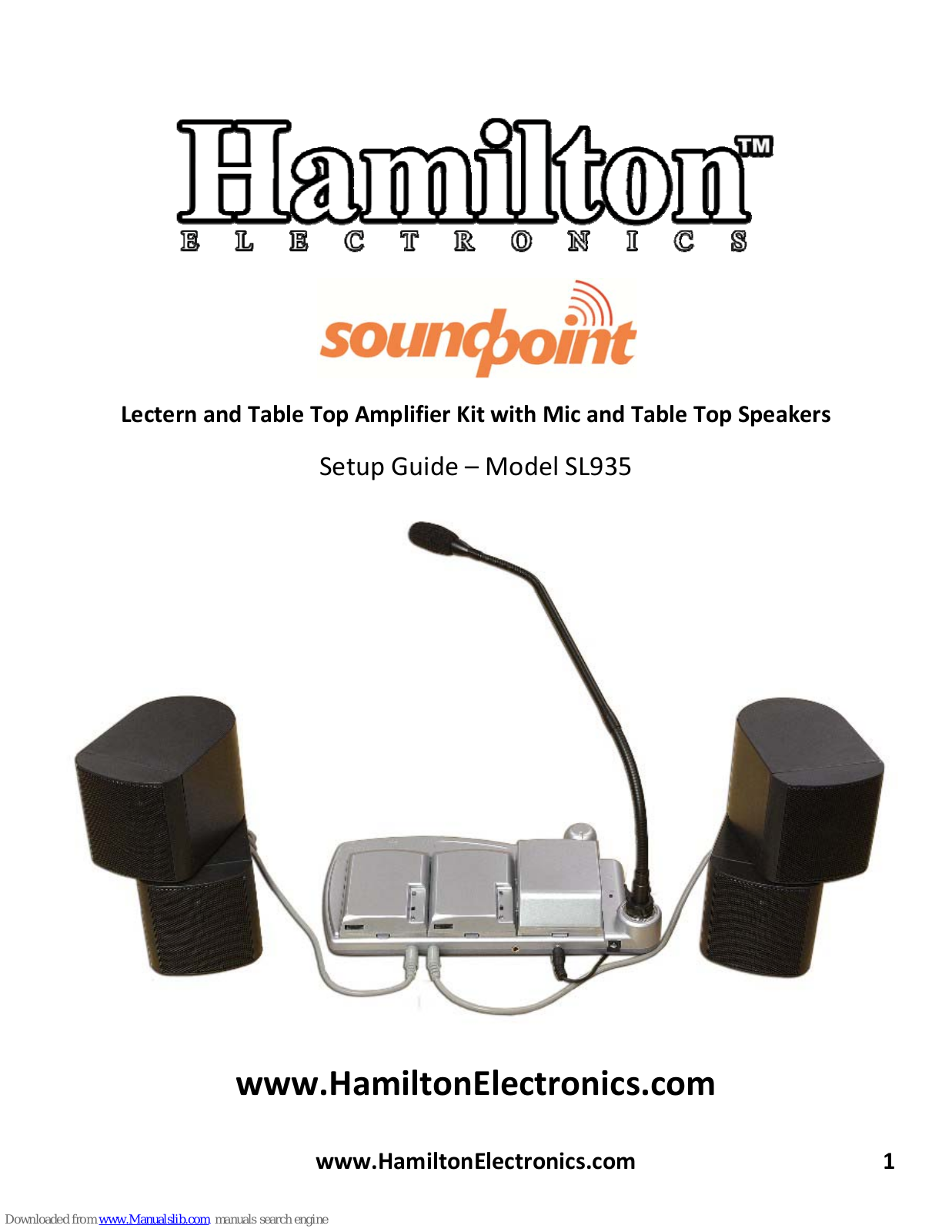 Hamilton SL935 Setup Manual - ManualMachine.com