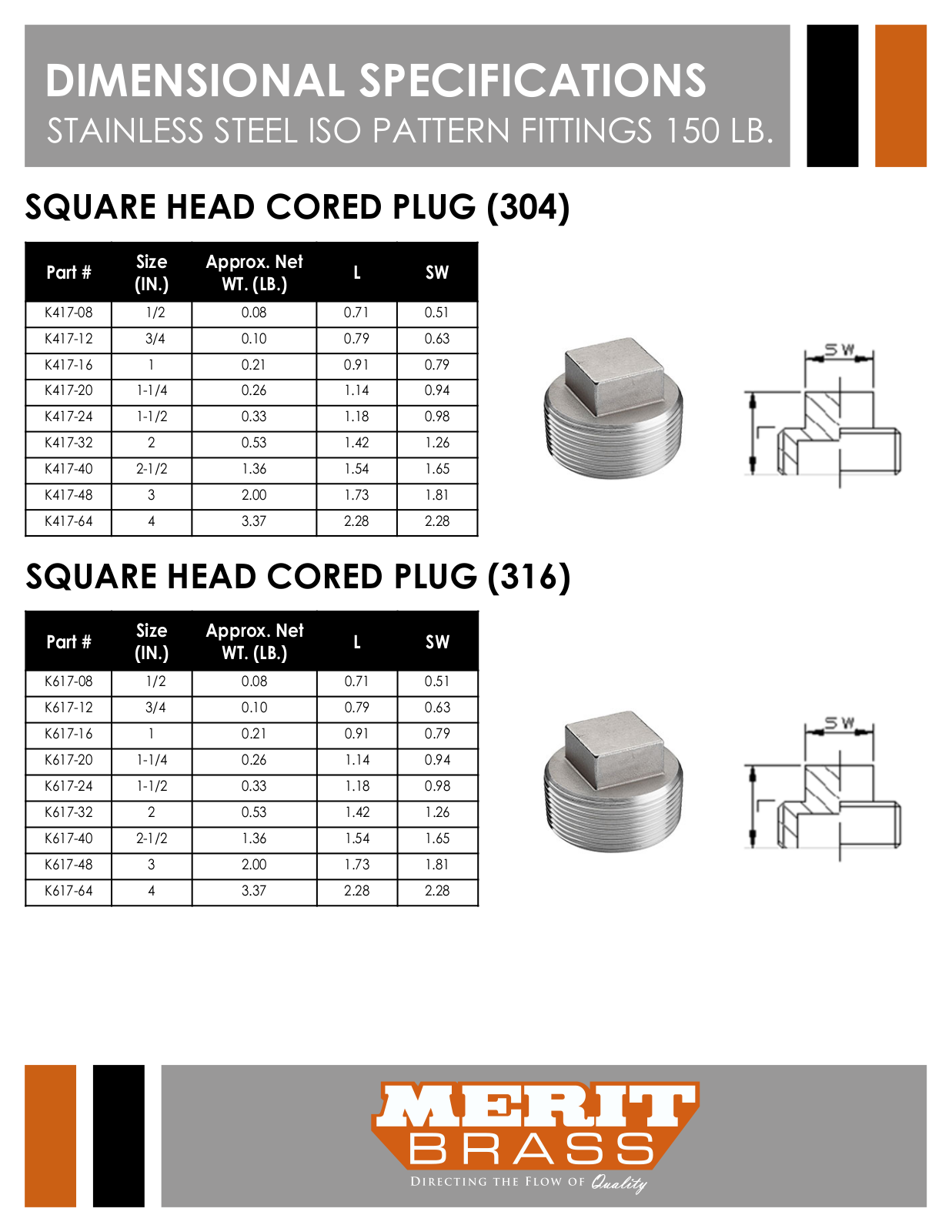 merit Brass K417-08, K417-12, K417-16, K417-20, K417-24 User Manual