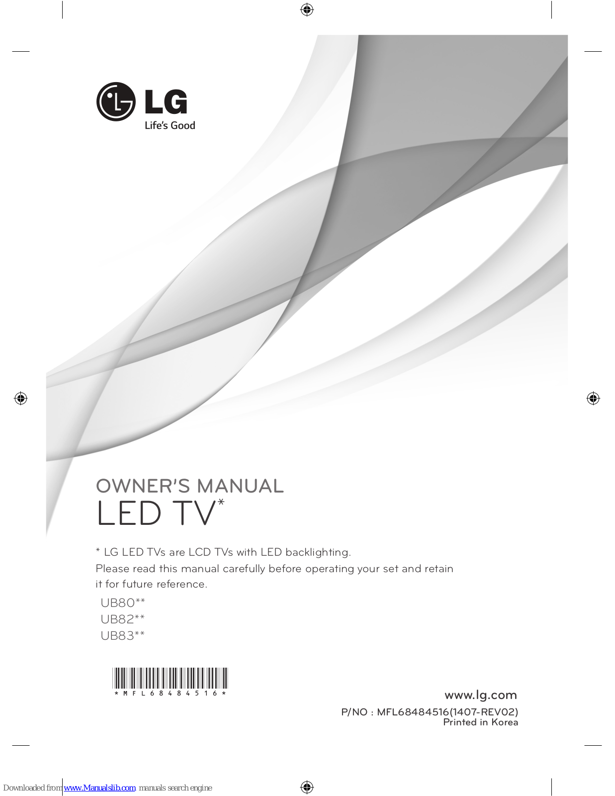 LG UB82 series, UB83 series, UB80 series, 49UB83 series, 55UB83 series Owner's Manual