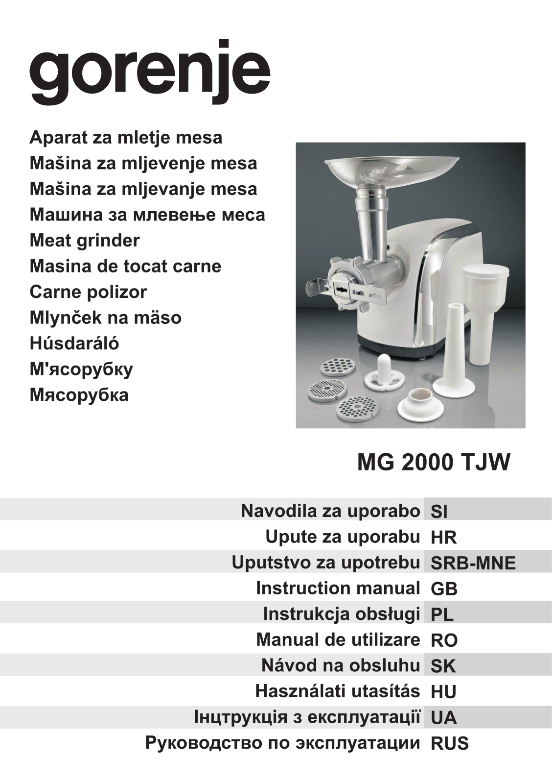 Gorenje MG2000TJW User Manual